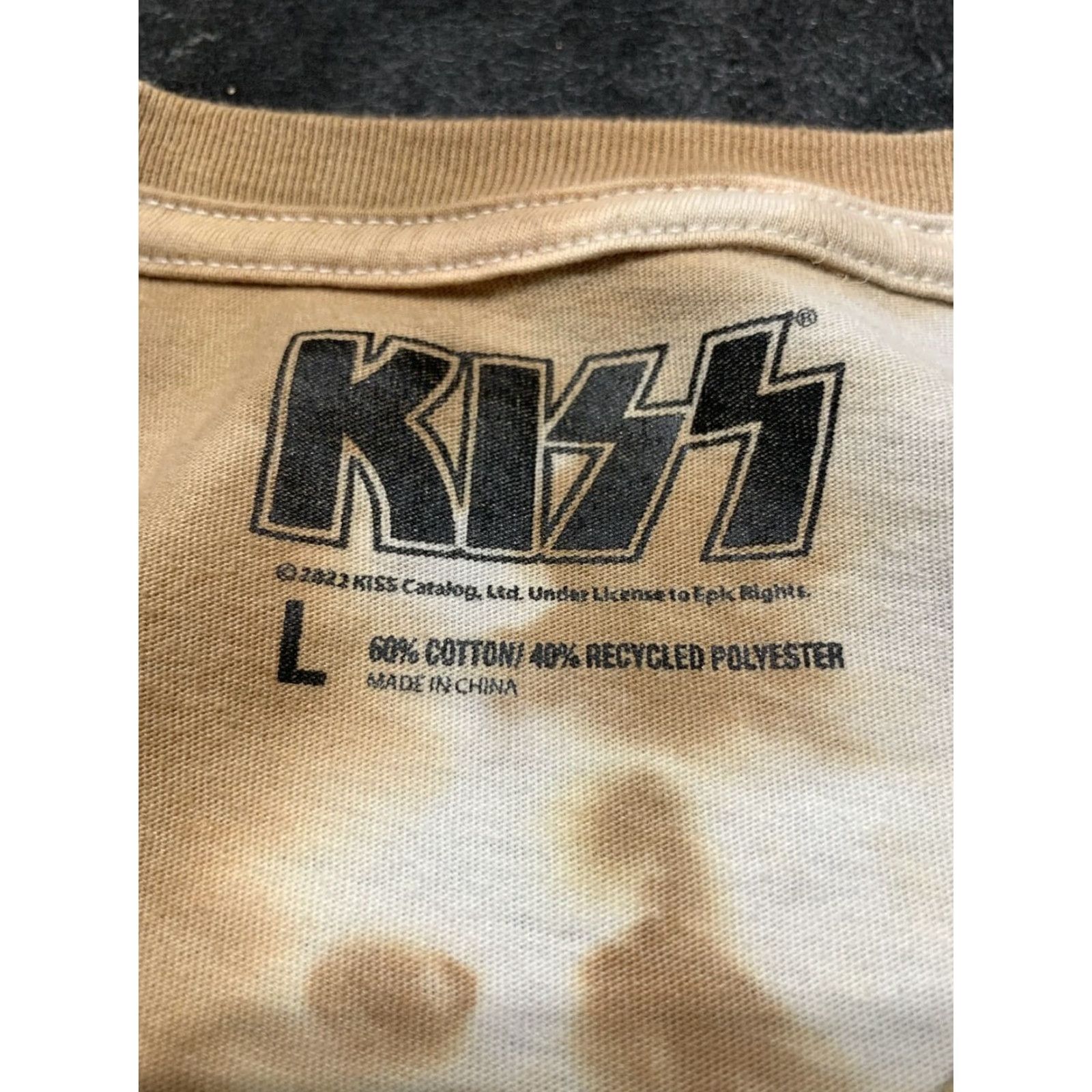 Vintage KISS T-Shirt Tie Dye Brown White Men Large Crew Neck Short Sleeve Band Rock Music Official Merchandise Size US L / EU 52-54 / 3 - 5 Thumbnail