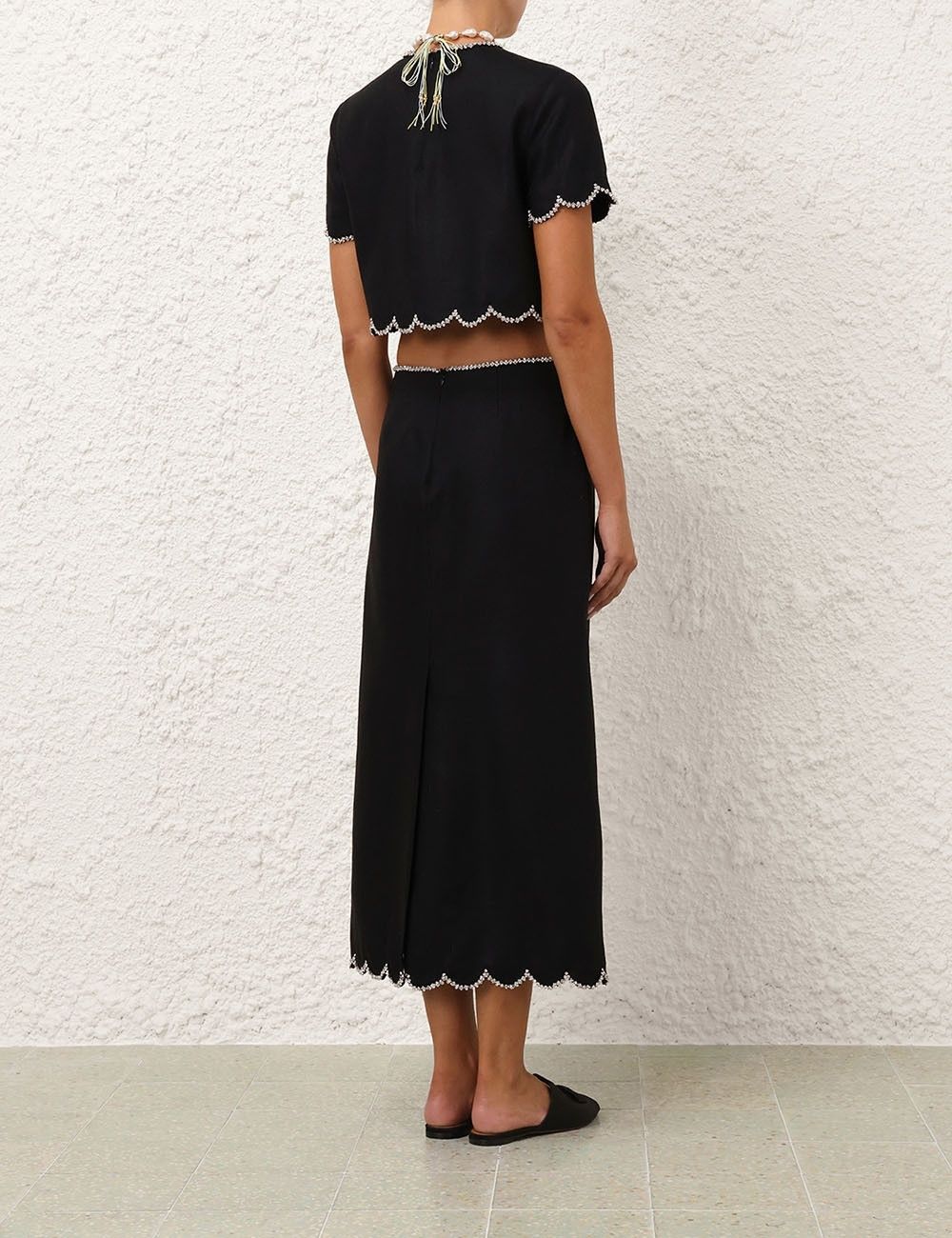 Zimmermann oc11z1025 Crush Scalloped Top in Black Size L / US 10 / IT 46 - 4 Thumbnail