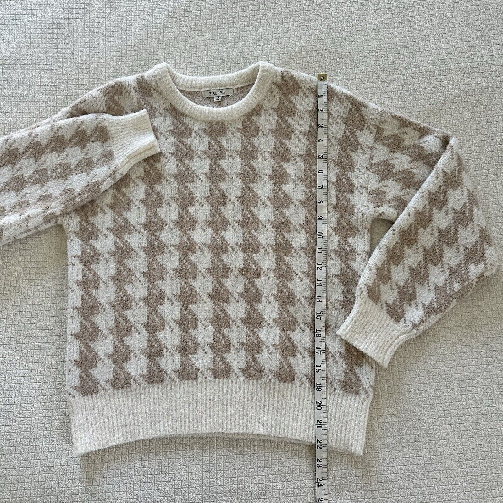 Z Supply Z Supply Houndstooth Women Crew Sweater Sandstone XS NWT Size XS / US 0-2 / IT 36-38 - 8 Thumbnail