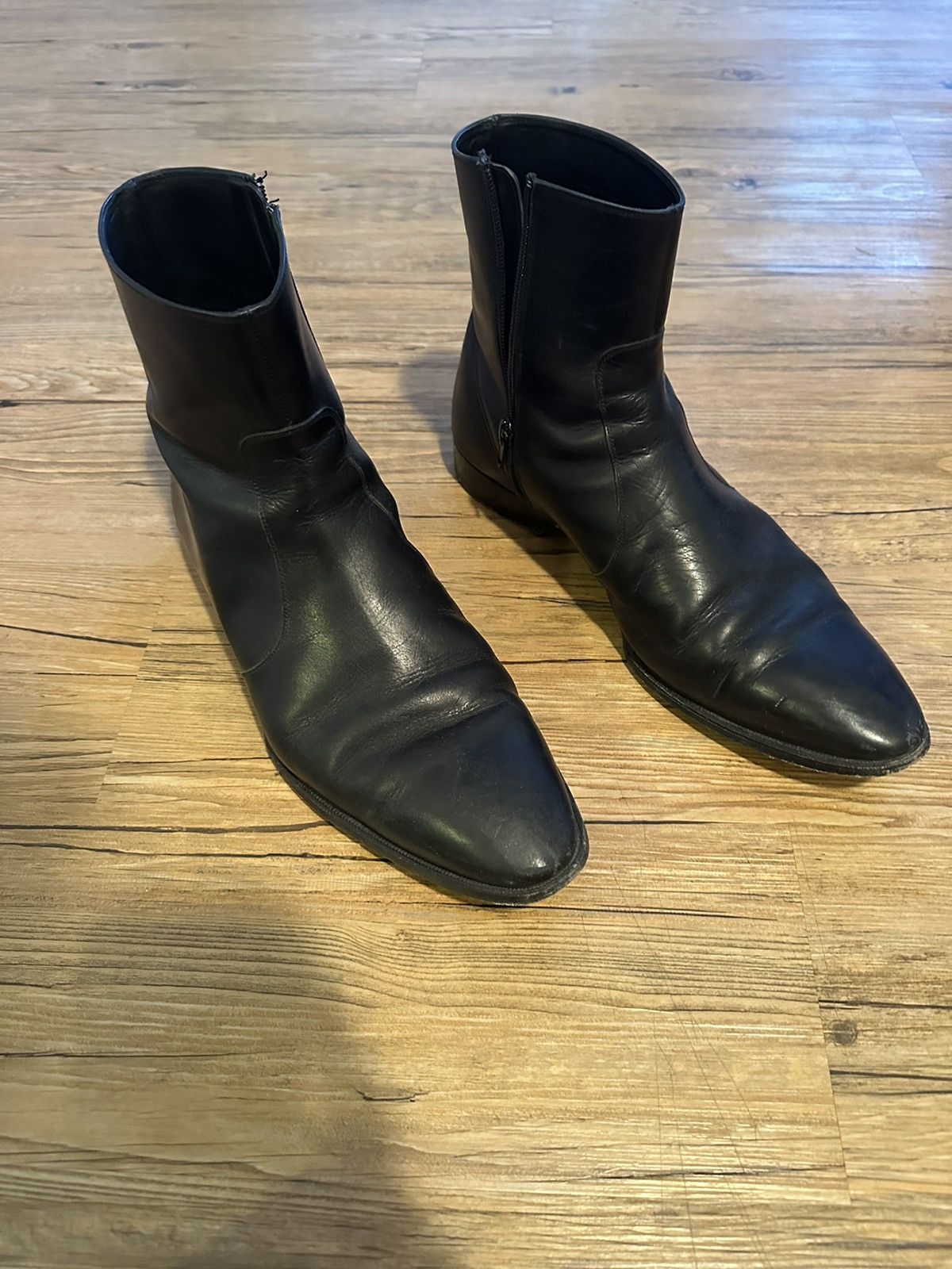 image of Story Et Fall Sef 30Mm Black Leather Zip Boot Us 14 / Eu 47 Used, Men's
