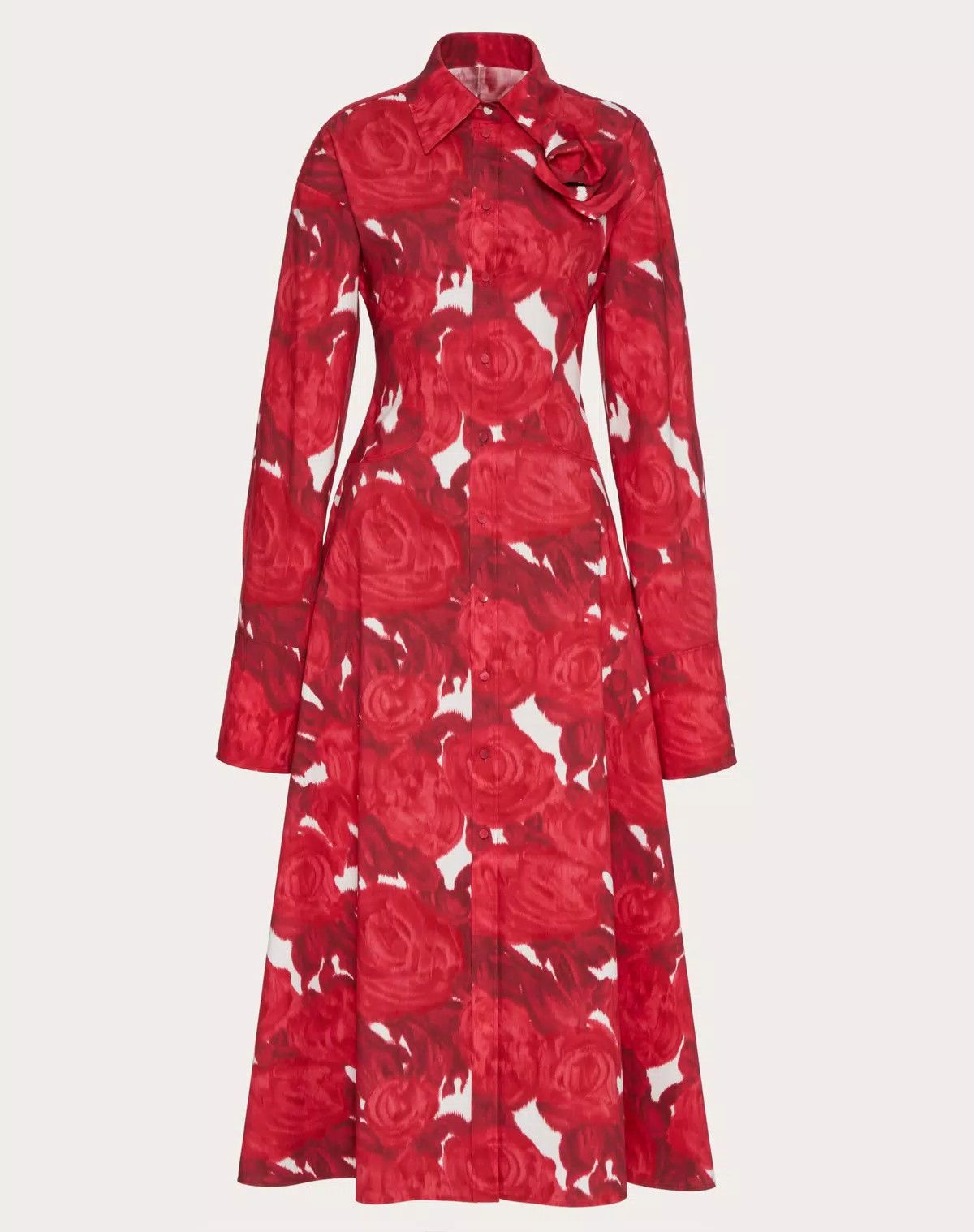 Valentino o1s1wg110625 Moire Poplin Midi Dress in Red/Milk Size XS / US 0-2 / IT 36-38 - 1 Thumbnail