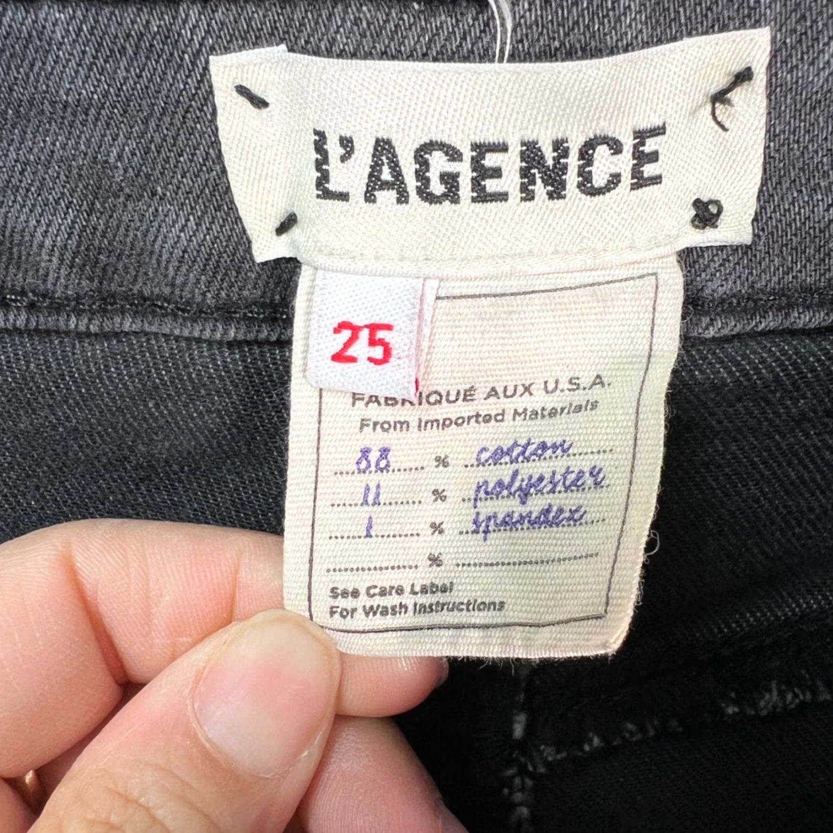 L'AGENCE L'AGENCE Womens 25 Gray Distressed High-Waisted Skinny Jeans Frayed Hem Denim 5-Pocket Size 42" / US 20 - 3 Thumbnail