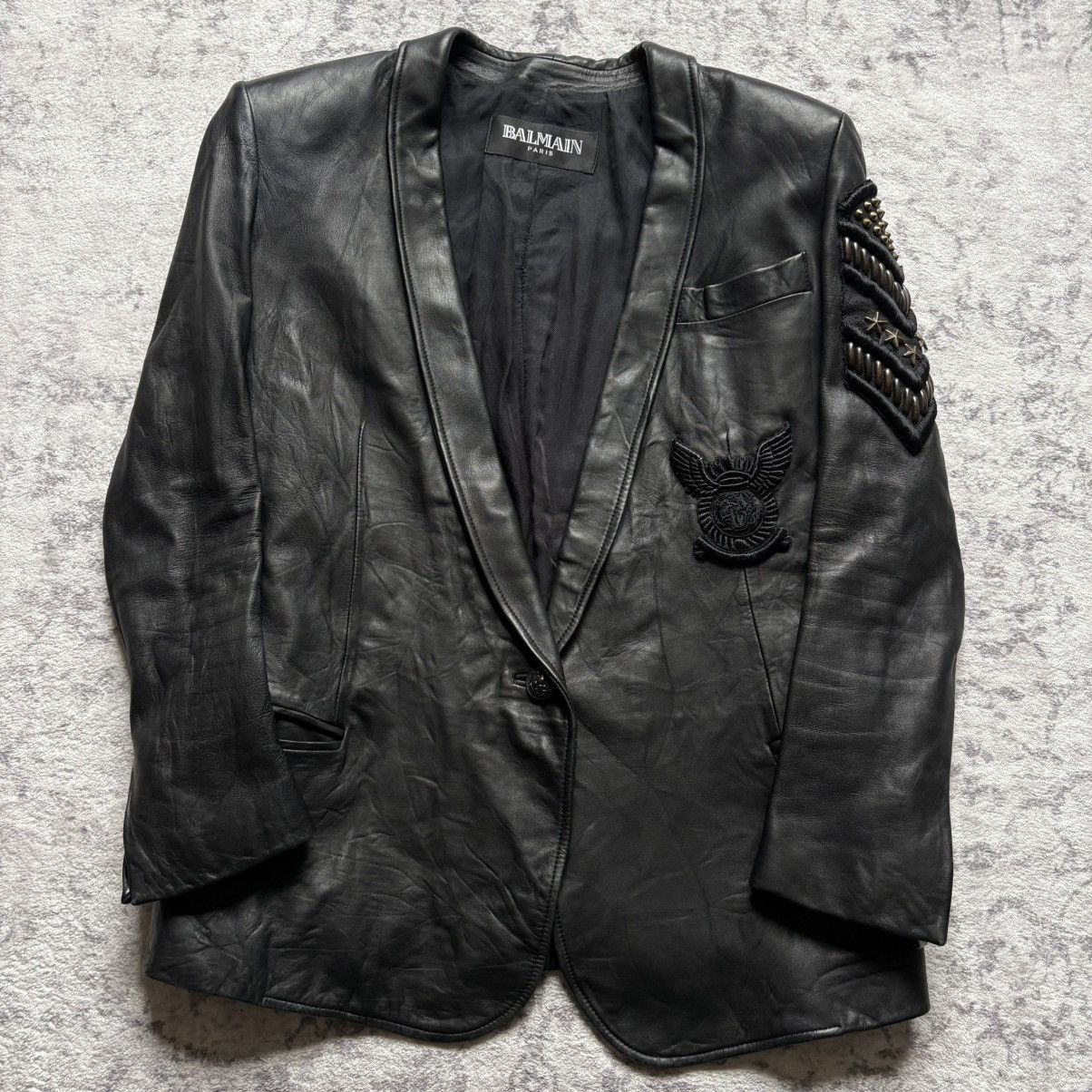 Balmain Balmain SS10 Military Patch Leather Blazer Jacket | Size 38 Size 38R - 1 Thumbnail