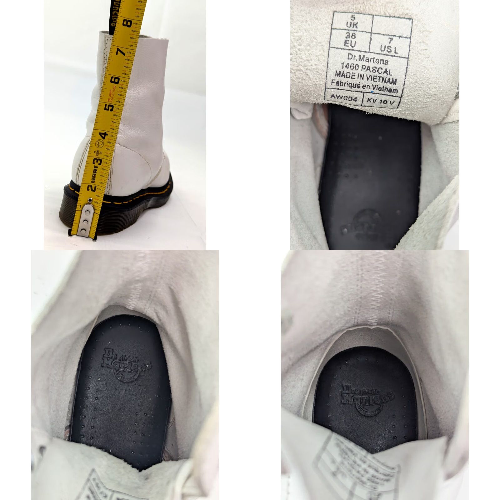 Dr. Martens VINTAGE Dr. Martens 1460 Pascal Women's 7 White AirWair Combat Boots Lace-Up Ankle Boots 8-Eye Punk Grunge 80s 90s Womens Size US 7 / IT 37 - 9 Thumbnail