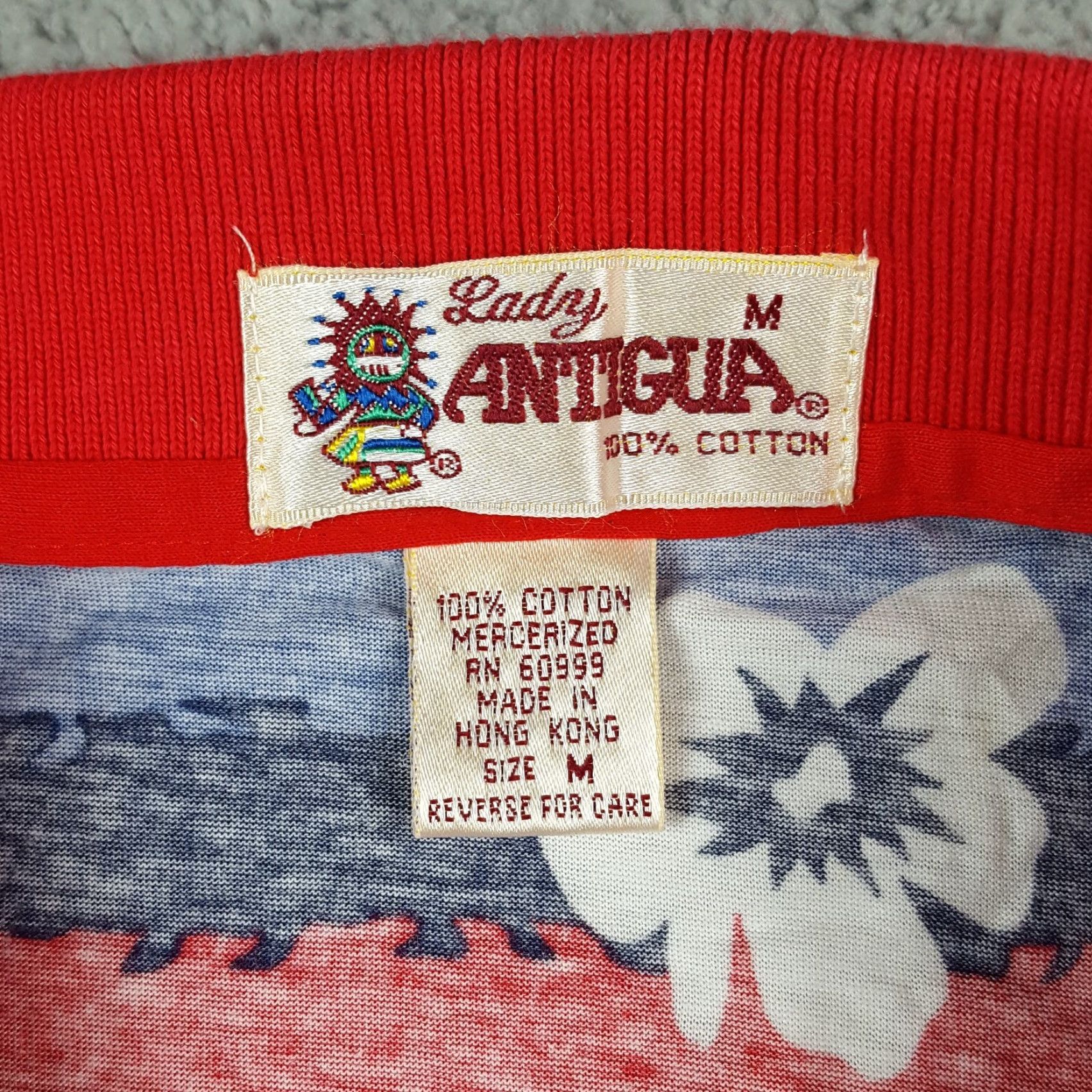 Vintage Vintage Antigua Women's Polo Shirt Medium Beach Surf Hawaiiana 90s Floral Striped Summer Size M / US 6-8 / IT 42-44 - 5 Thumbnail