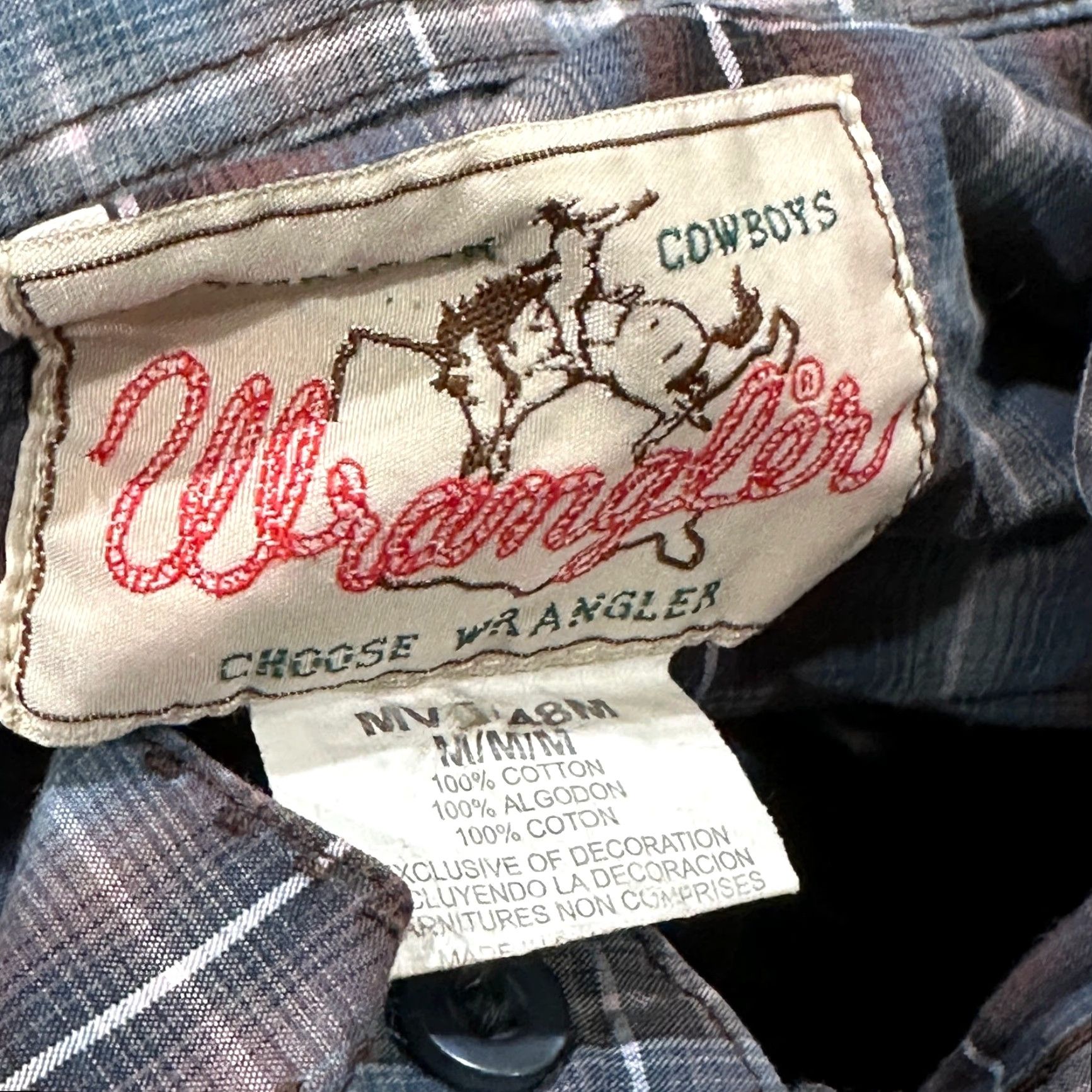 Wrangler Wrangler Western Shirt M Blue Brown Plaid 100% Cotton Pearl Snaps Button Up Mens Regular Long Sleeve Size M Size US M / EU 48-50 / 2 - 3 Thumbnail