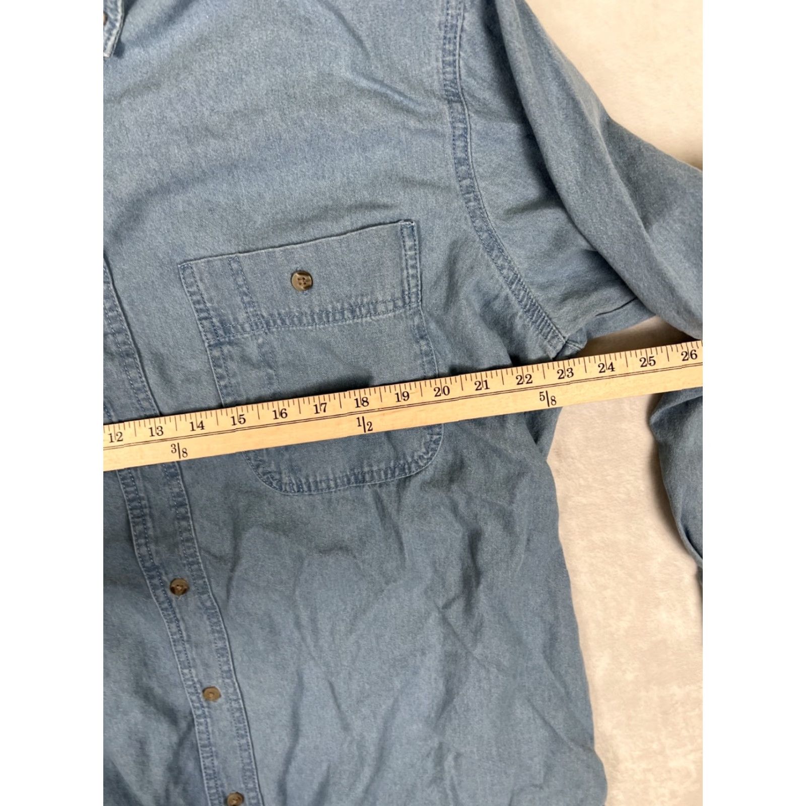 Wrangler VINTAGE Wrangler Rugged Wear Shirt Denim Blue Western Button Front XL Mens Regular Cotton Spandex Pocket Western Theme 90s? Size US XL / EU 56 / 4 - 4 Thumbnail