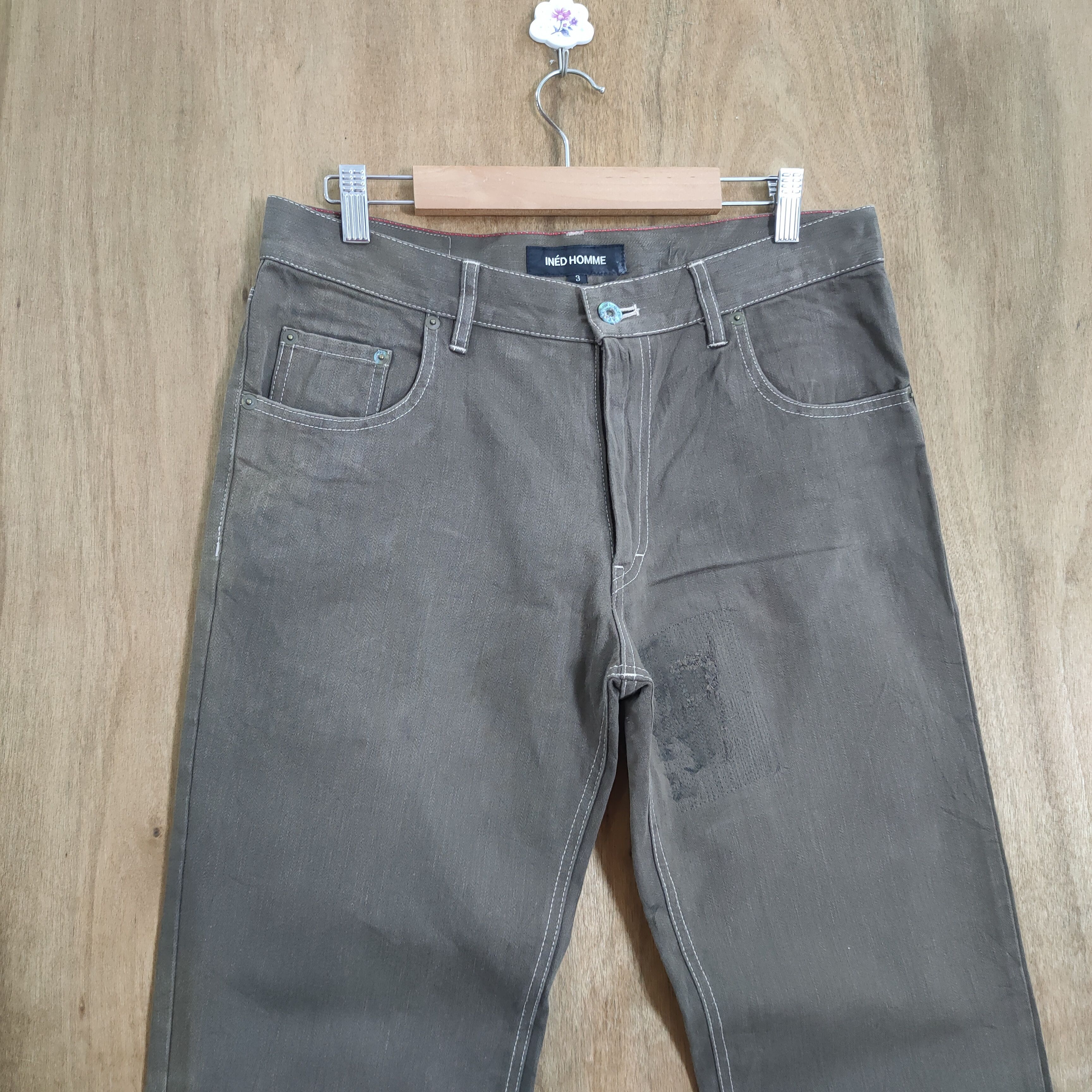 Yohji Yamamoto INED HOMME by YOHJI YAMAMOTO BROWN DENIM PANTS Size US 32 / EU 48 - 3 Thumbnail