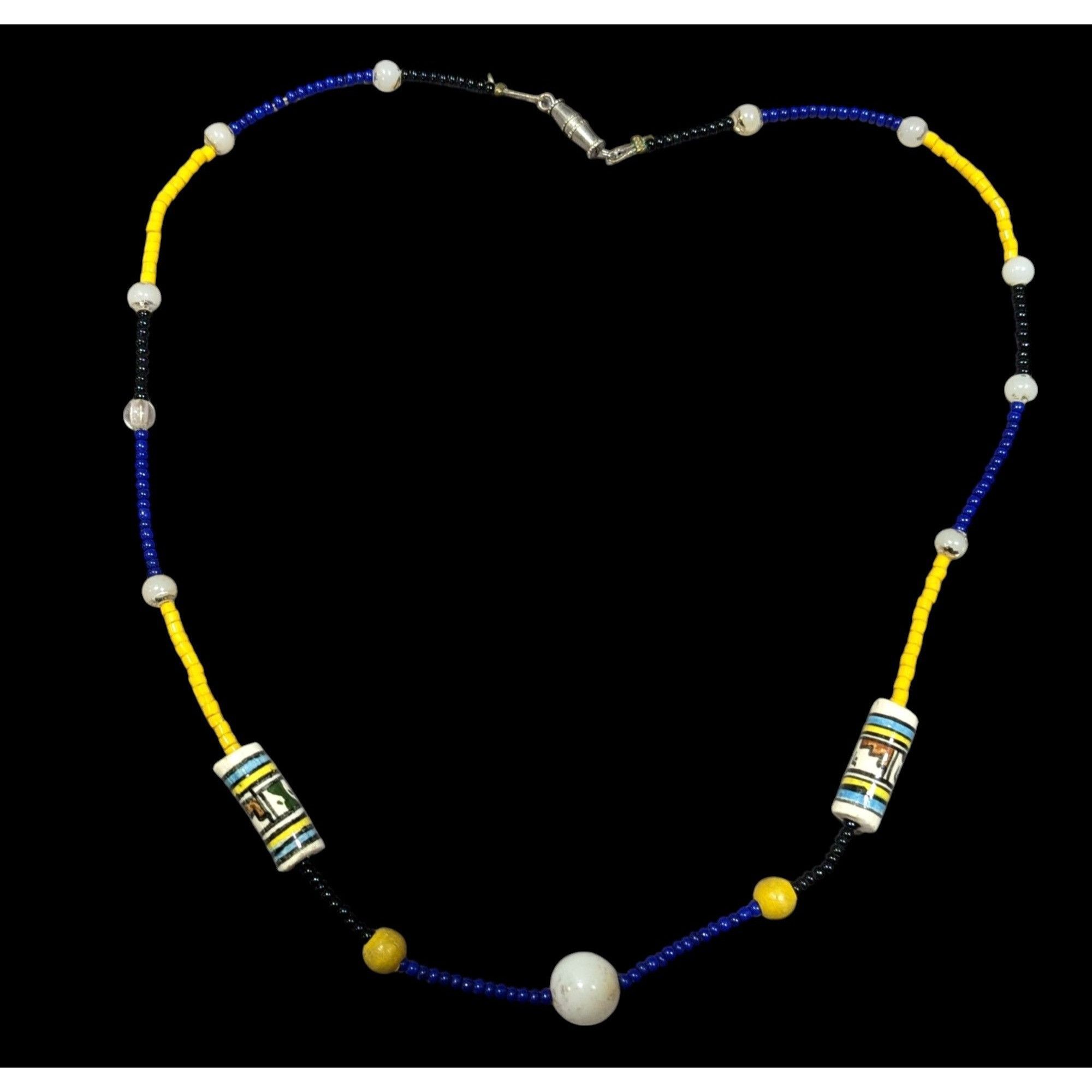 Other Simple Casual Glass Beaded Blue And Yellow Necklace Size ONE SIZE - 1 Thumbnail