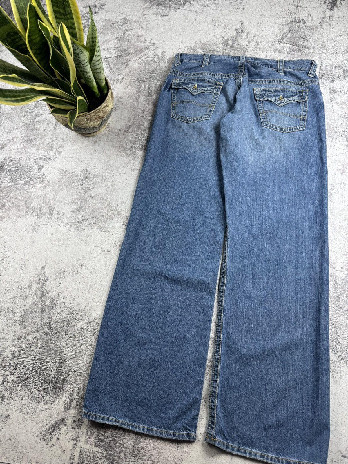 Emporio Armani Armani Vintage 007 Indigo 36 Size Blue Hip Hop Wide Baggy Jeans Pants Trousers Size US 36 / EU 52 - 10 Thumbnail