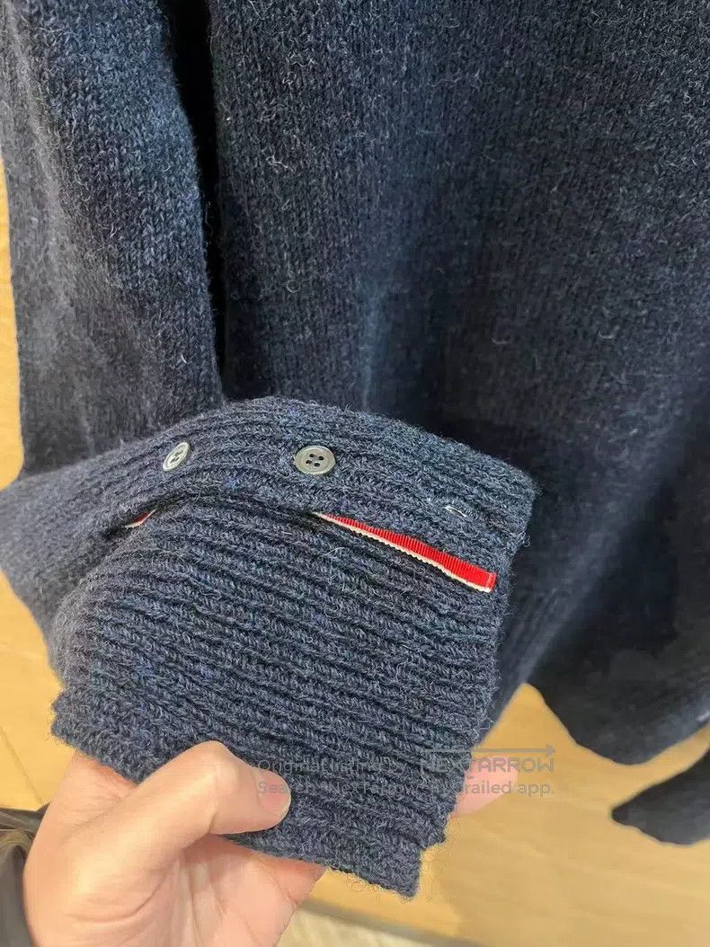 Other Thom Browne Navy Blue Four-Stripe Wool Crewneck Sweater Size US XL / EU 56 / 4 - 5 Thumbnail