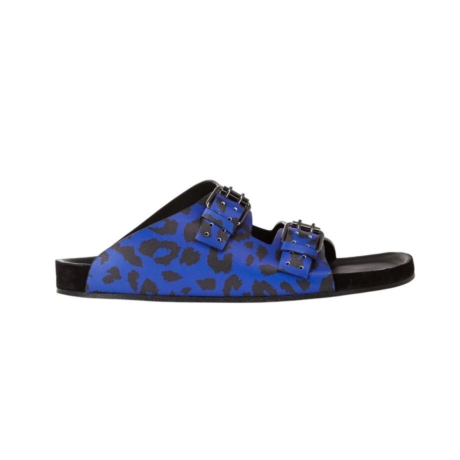The Kooples Blue Leopard-Print Leather Sandals With Adjustable Buckles & Size US 6 / EU 39 - 1 Thumbnail