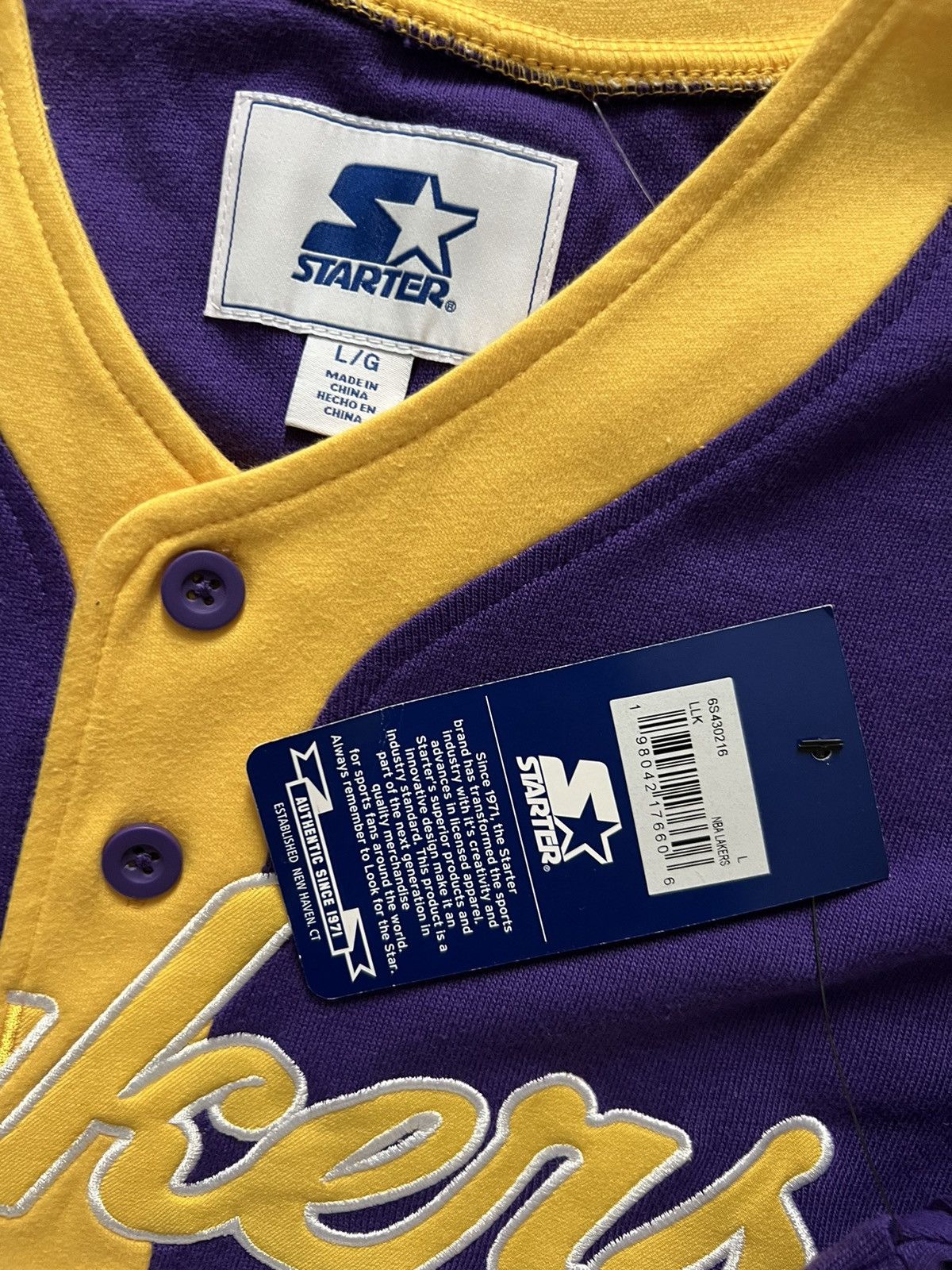 Starter Lot of 2: Starter Retro Los Angeles Lakers Baseball Jersey Size US L / EU 52-54 / 3 - 8 Thumbnail