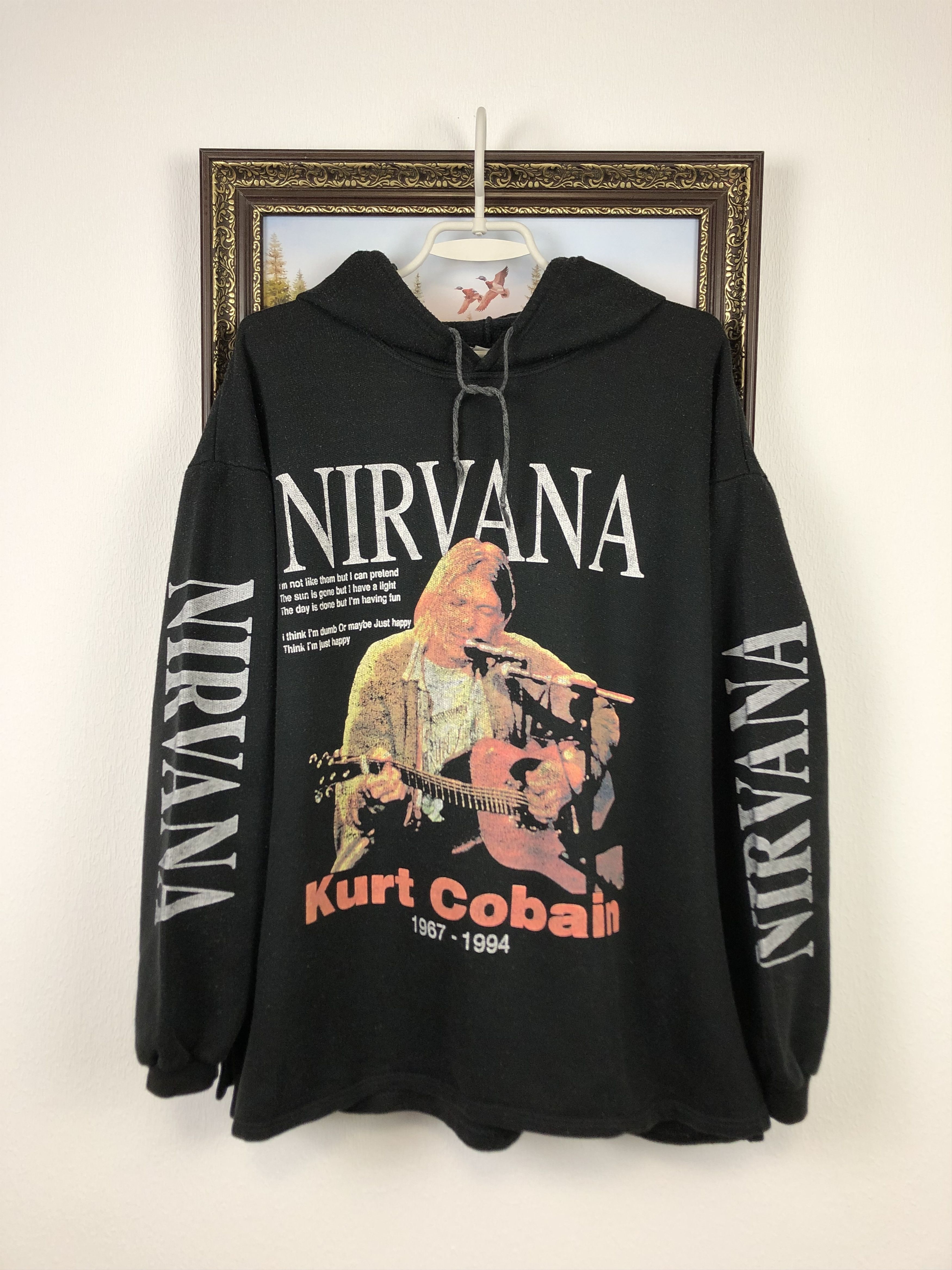Band Tees × Vintage Vintage 90's Nirvana Kurt Cobain Hoodie Rare Band Hype Size US L / EU 52-54 / 3 - 1 Thumbnail