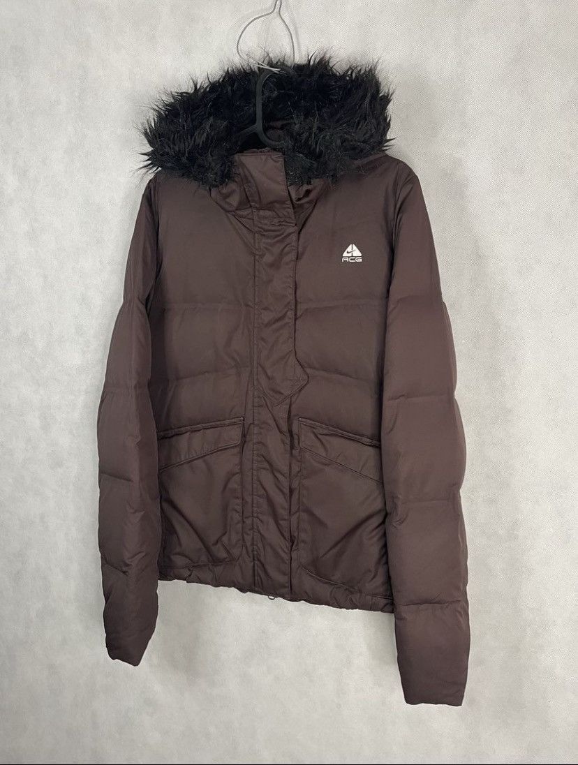 Nike × Nike ACG × Vintage Nike ACG Small Swoosh Zip Hoodie Jacket Brown Y2k 00s Retro Size M / US 6-8 / IT 42-44 - 2 Thumbnail