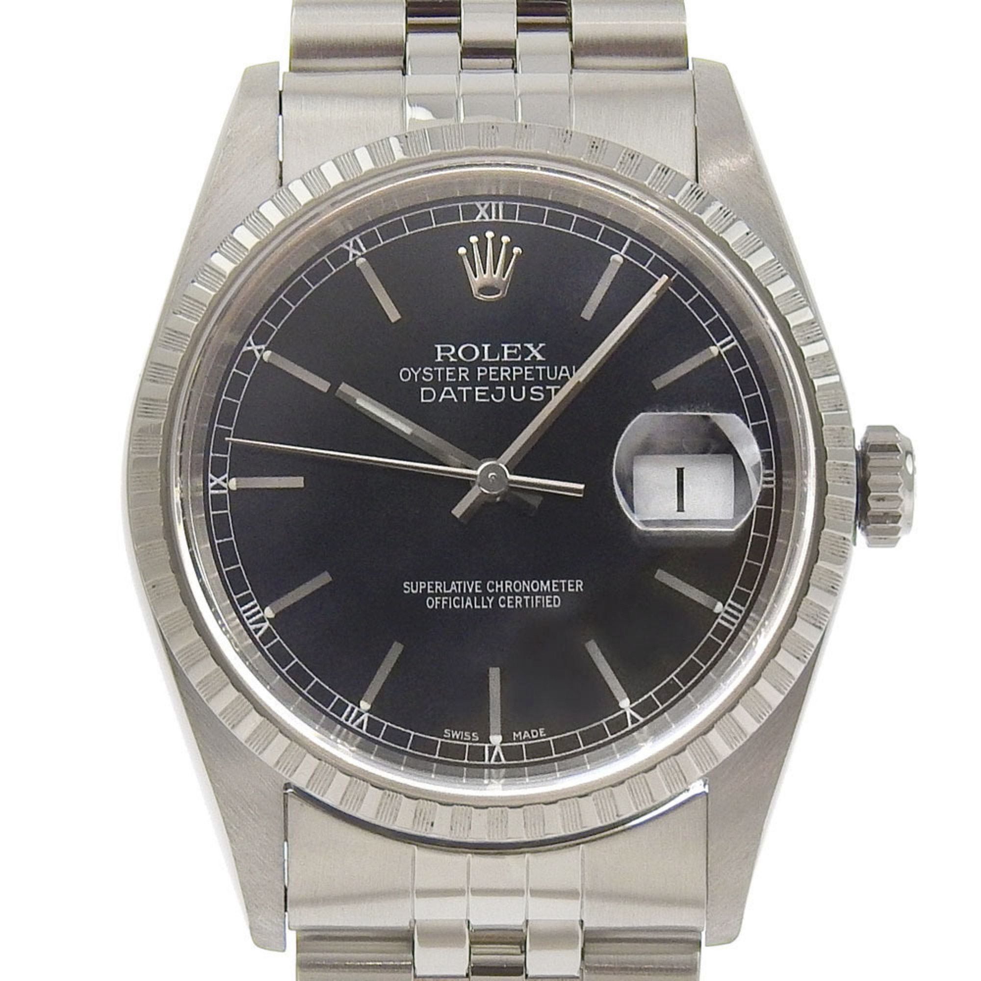 Rolex Rolex Datejust U-serial 16220 Black Dial SS 2024/10 Automatic Watch 36mm Men's Size ONE SIZE - 1 Thumbnail