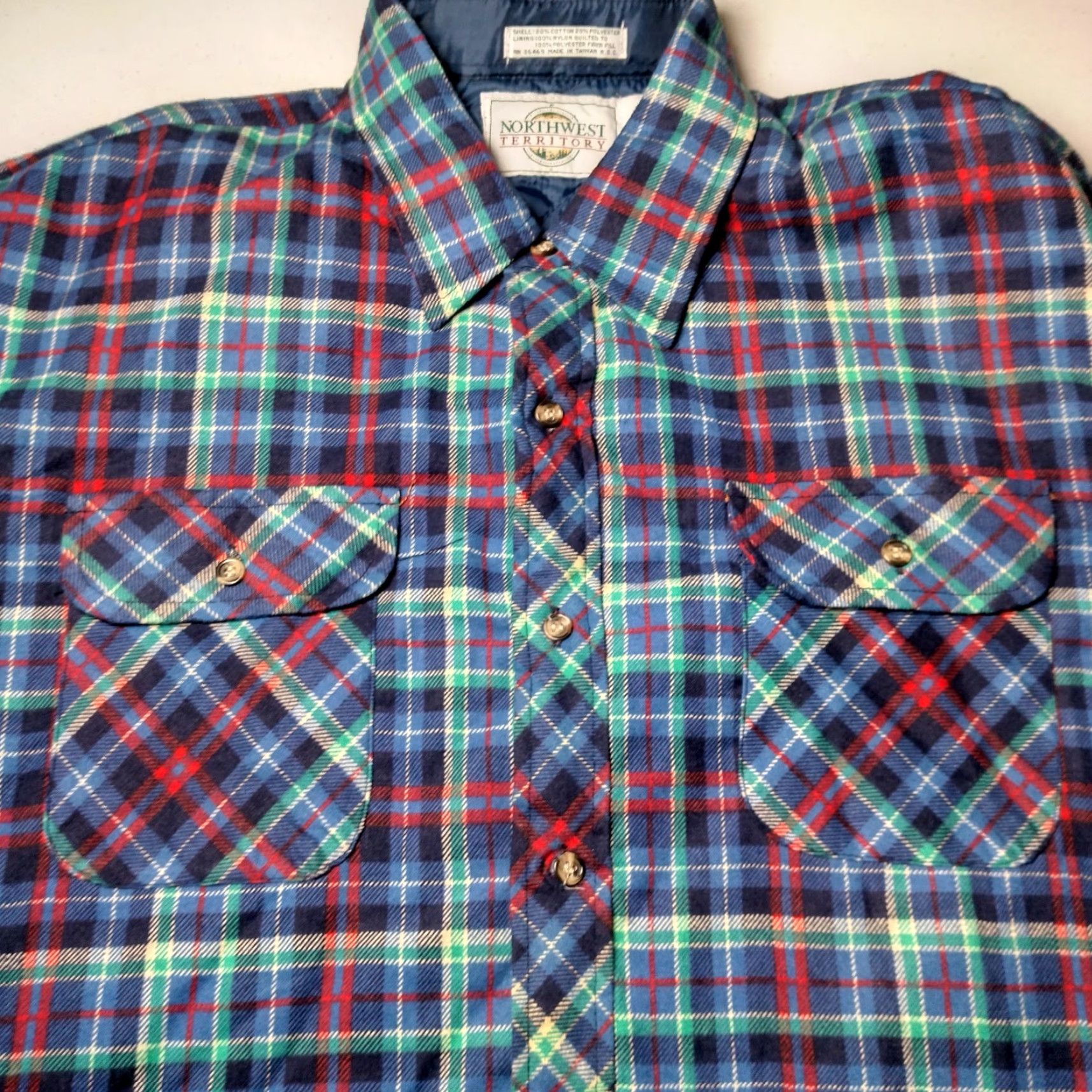 Vintage Vintage Northwest Territory Flannel Shirt Jacket Men 2X Quilted Blue Plaid Work Size US XXL / EU 58 / 5 - 6 Thumbnail