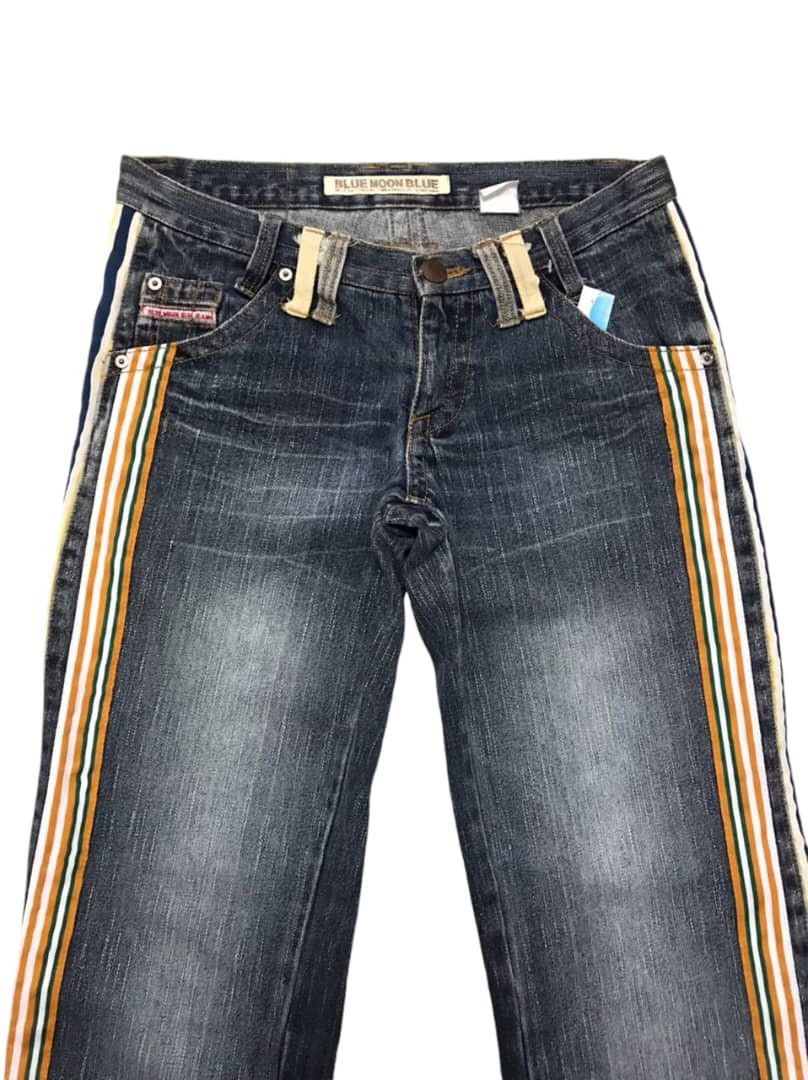 Hysteric Glamour Vintage Blue Moon Blue Striped Hawaii Embroidery Jeans Size US 33 - 2 Thumbnail