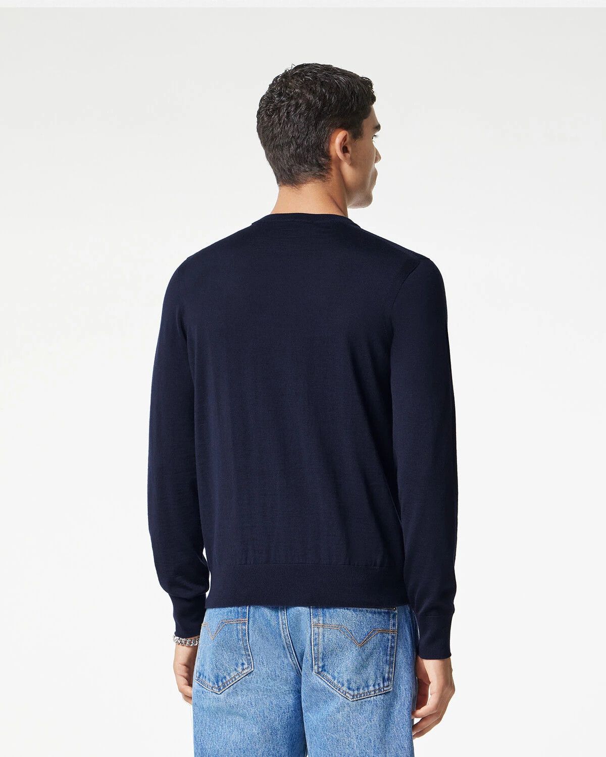 Versace o1y0525 Logo Crewneck Sweater in Midnight Blue Size US XL / EU 56 / 4 - 4 Thumbnail