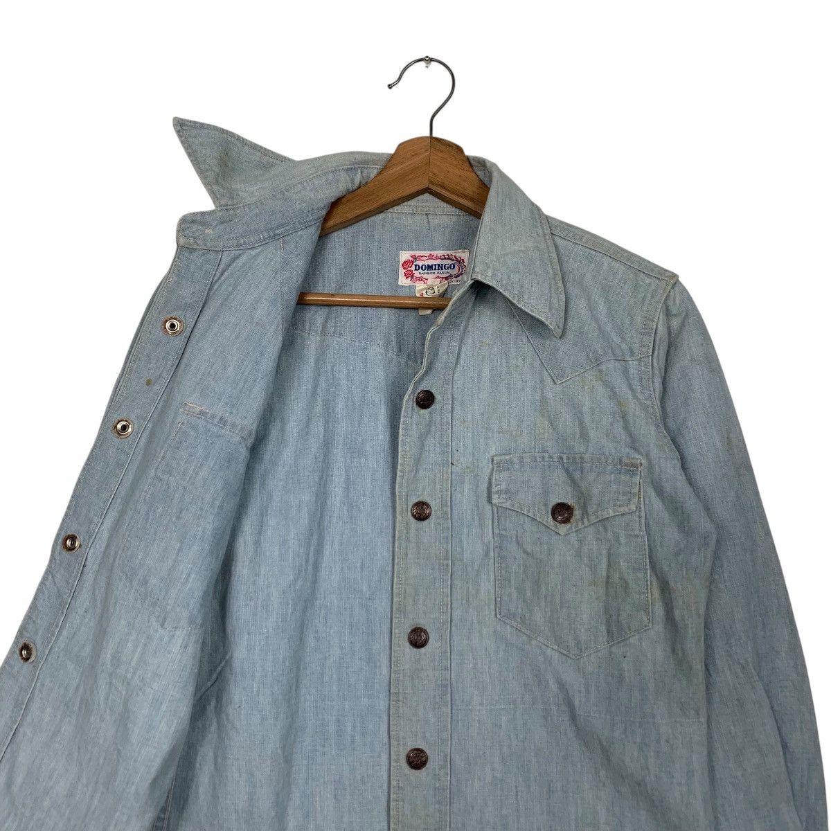 Japanese Brand Vintage 90's DOMINGO Denim Shirt #2925-C132 Size US M / EU 48-50 / 2 - 10 Thumbnail
