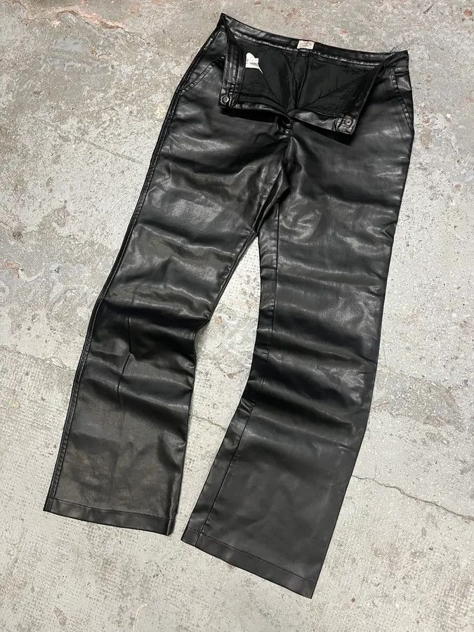 Armani × Vintage 2000s Armani Black Leather Pants Size US 30 / EU 46 - 6 Thumbnail