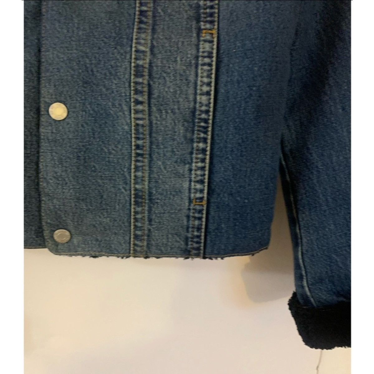 Helmut Lang HELMUT LANG CROPPED SHERPA FLEECE DENIM JACKET Size US S / EU 44-46 / 1 - 12 Thumbnail