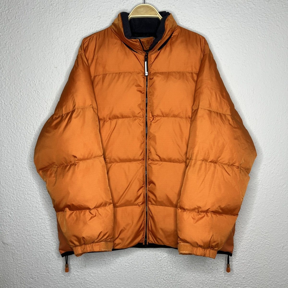 Image of Nike Puffer Down Jacket Orange Logo Swoosh, Men's (Size XL)