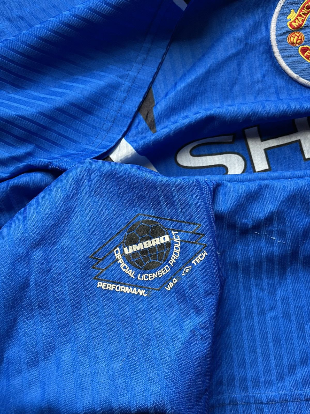 Umbro 1996 Umbro Manchester United Vintage blue soccer jersey Size US XL / EU 56 / 4 - 8 Thumbnail