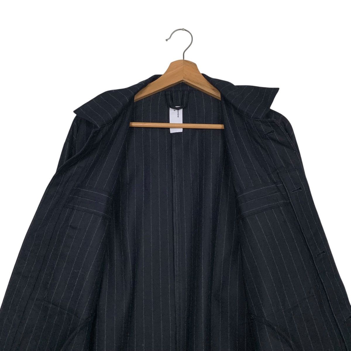 Japanese Brand BENINE Dark Blue Wool Pinstripe Jacket #2698-C121 Size US L / EU 52-54 / 3 - 12 Thumbnail