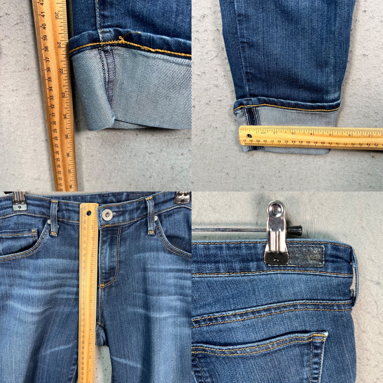 Denime AG Adriano Goldschmied The Stevie Cuff Jeans Slim Straight Blue Denim 28 Womens Jeans 5-Pocket Design Vintage No N/A Size 30" / US 8 / IT 44 - 8 Thumbnail
