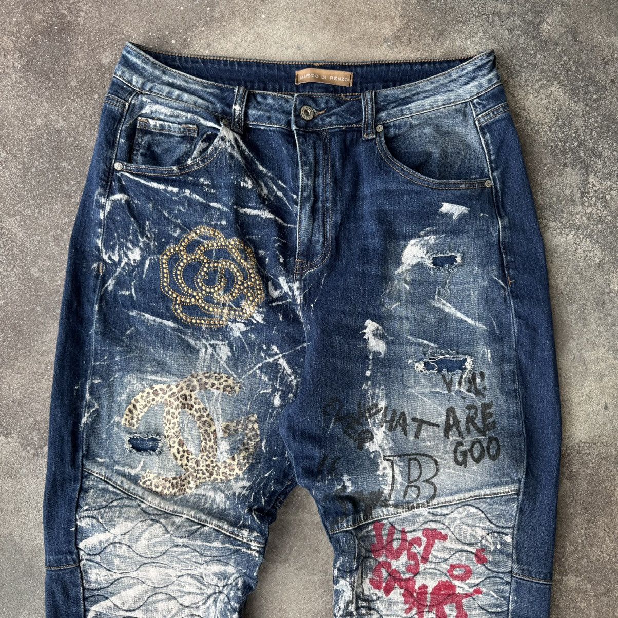 Hysteric Glamour × Japanese Brand × Vintage Vintage Painted Patchwork Washed Distressed Y2K Jeans Size US 32 / EU 48 - 2 Thumbnail