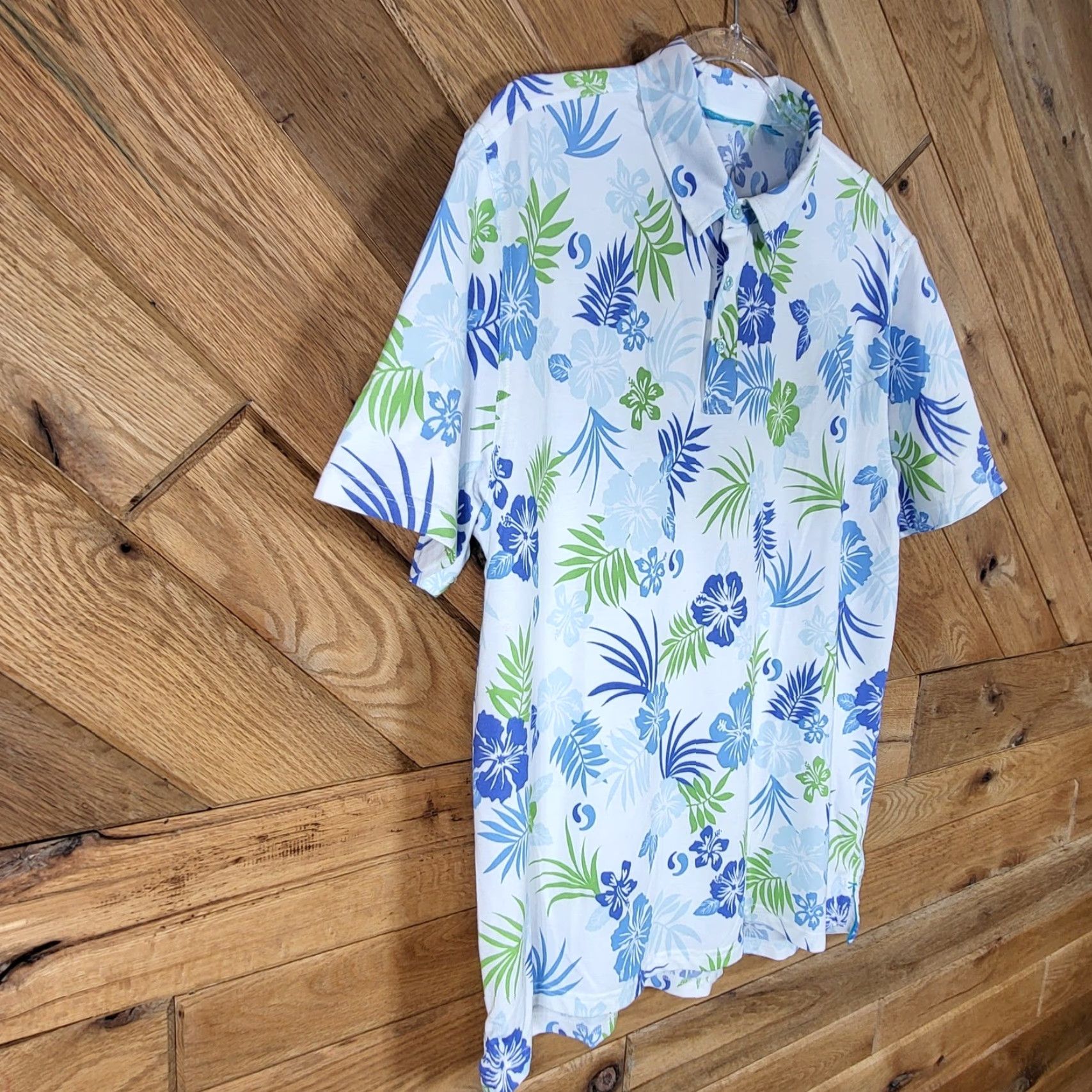 Tori Richard Tori Richard Polo Shirt Mens L Hawaiian Tropical Floral Hibiscus White Blue Shirts Golf Beach Tropical Multicolor 90s? Size US L / EU 52-54 / 3 - 7 Thumbnail