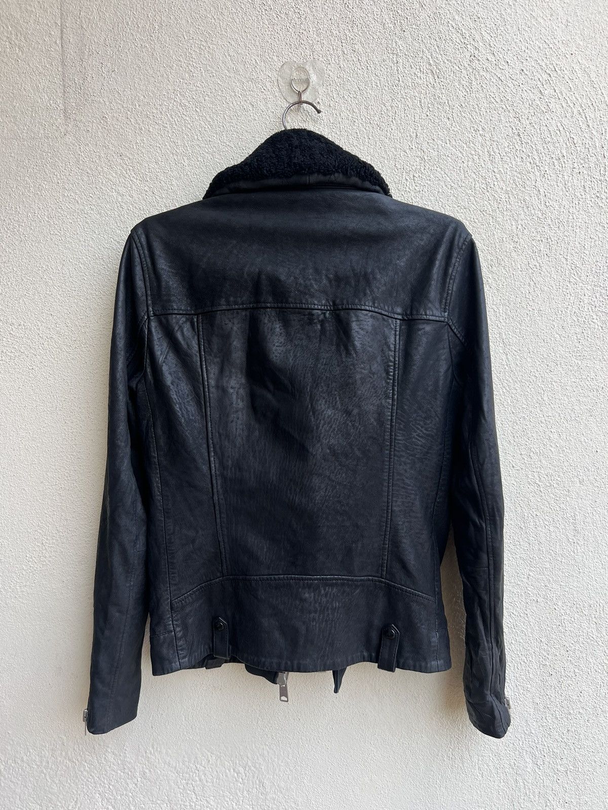 Allsaints Leather Jacket AllSaints Shearling Collar Hanoi Leather Biker Jacket Grailed