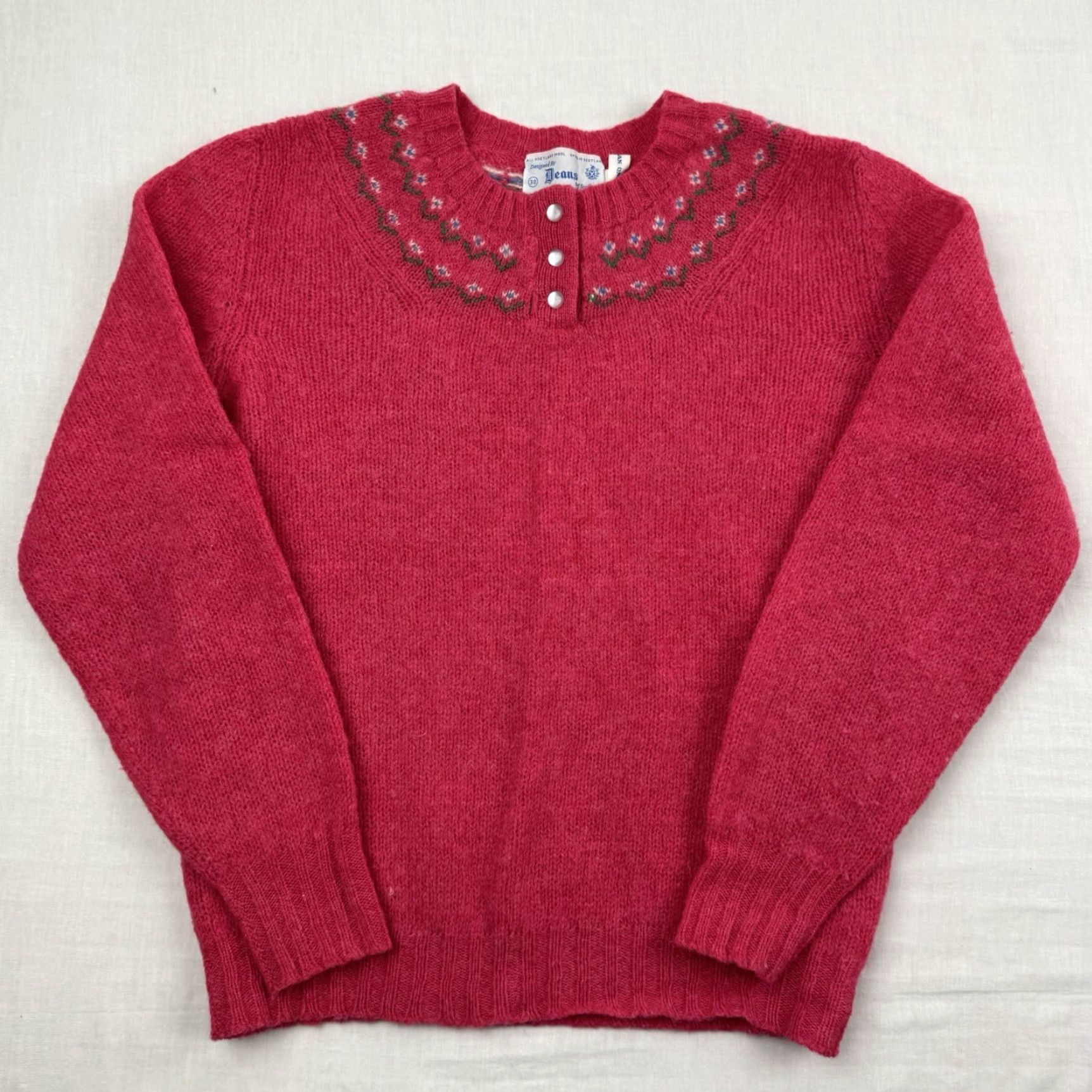 Pinko VINTAGE Deans Of Scotland Sweater Womens 38 Pink 1970s 100% Wool Shetland Size S / US 4 / IT 40 - 2 Thumbnail