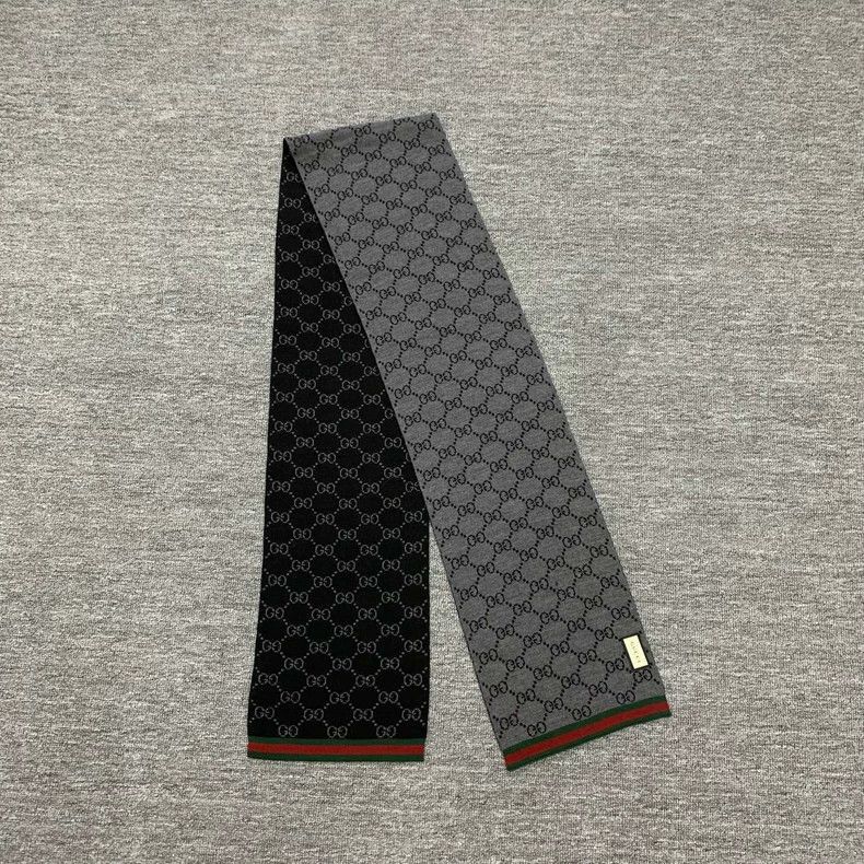 Gucci Gucci Gray Double G Logo Wool Scarf-2506 Size ONE SIZE - 9 Thumbnail