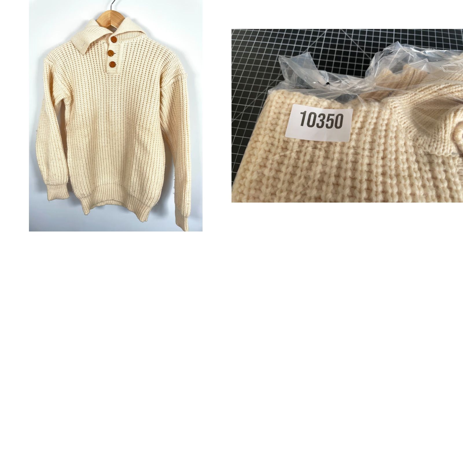 Vintage VINTAGE Atlantis Sweater Mens Medium Ivory Wool Collared Heavyweight Knit 80s Preppy Pullover? Size US M / EU 48-50 / 2 - 9 Thumbnail