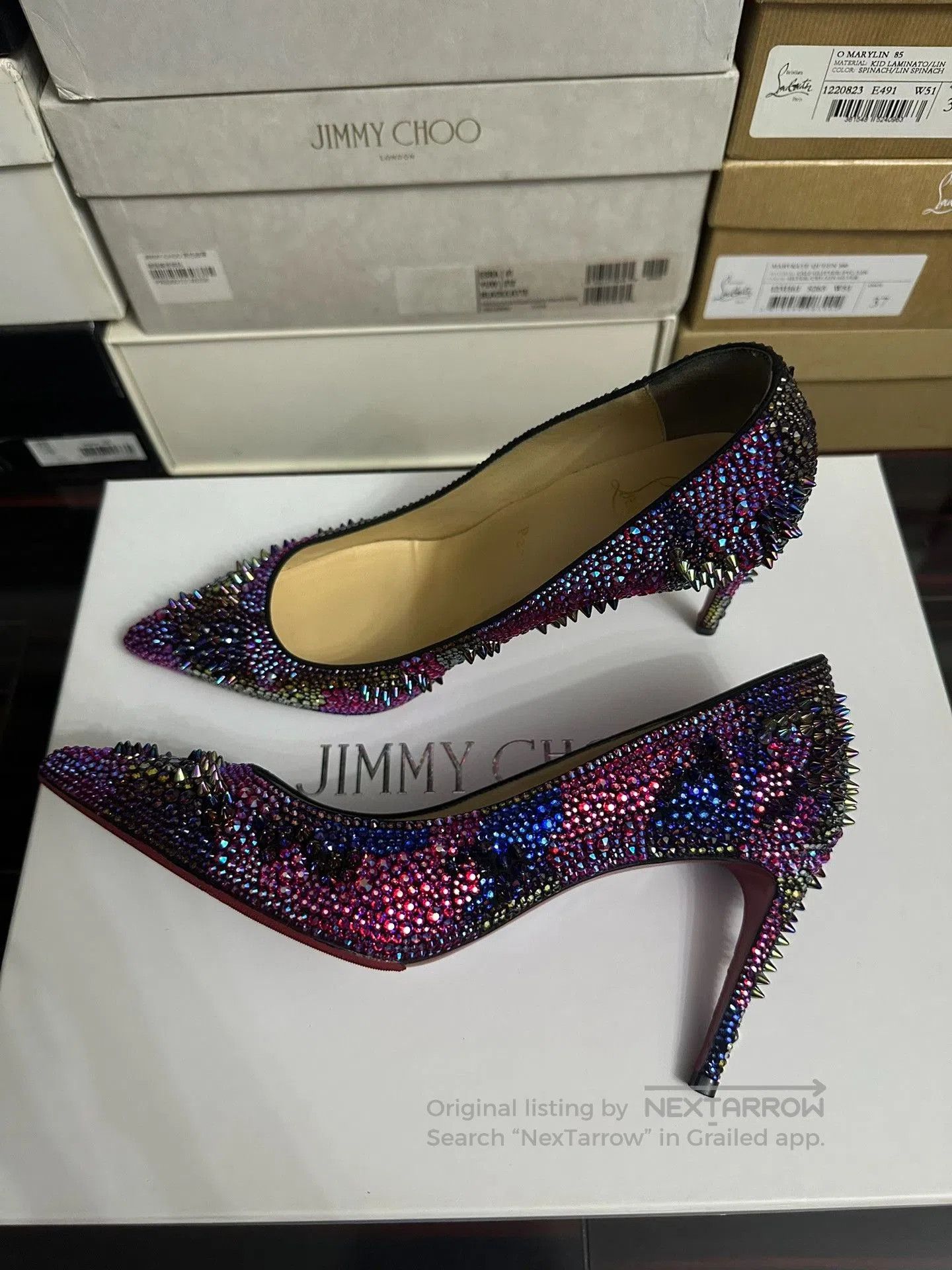 Christian Louboutin Christian Louboutin Crystal Embellished Heels. Size US 6.5 / IT 36.5 - 2 Thumbnail