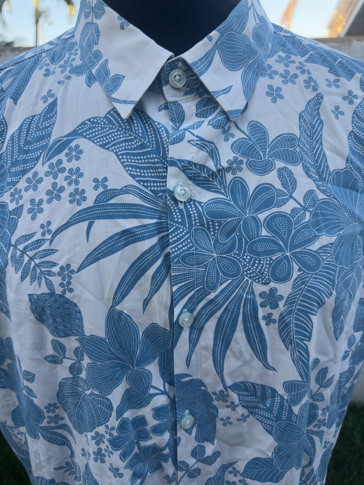 Tori Richard PreOwned Tori Richard Hawaiian Print Blue/White Men's L Size US L / EU 52-54 / 3 - 3 Thumbnail