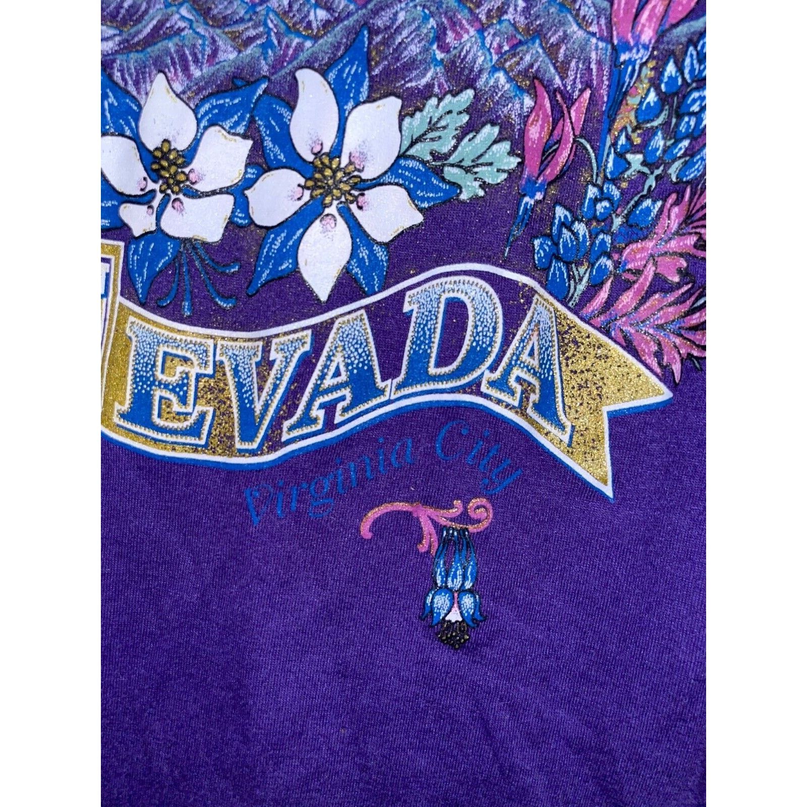 Jerzees Vintage Nevada Virginia City Shirt Purple Tee VTG 90s Small Size US S / EU 44-46 / 1 - 3 Thumbnail