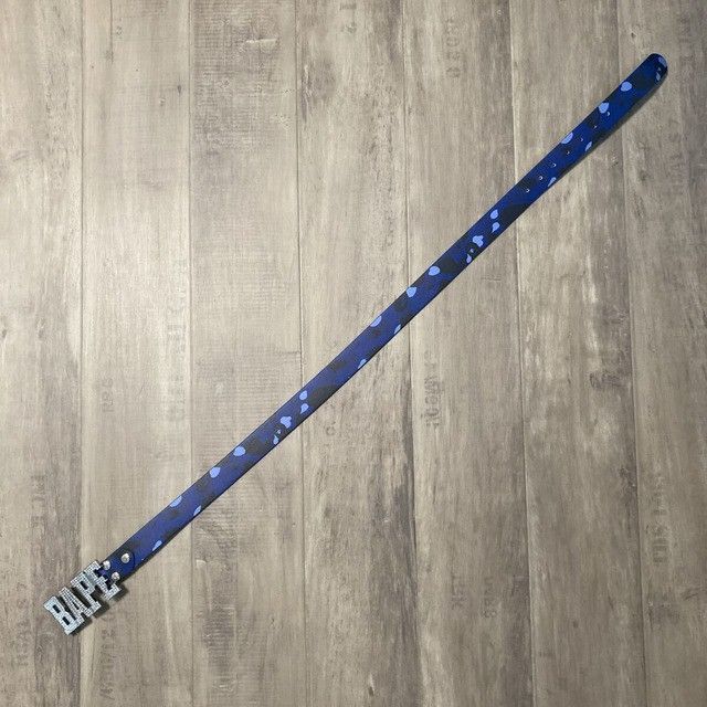 Bape BAPE LOGO rhinestone buckle leather belt Blue Camo crystal Size ONE SIZE - 2 Thumbnail