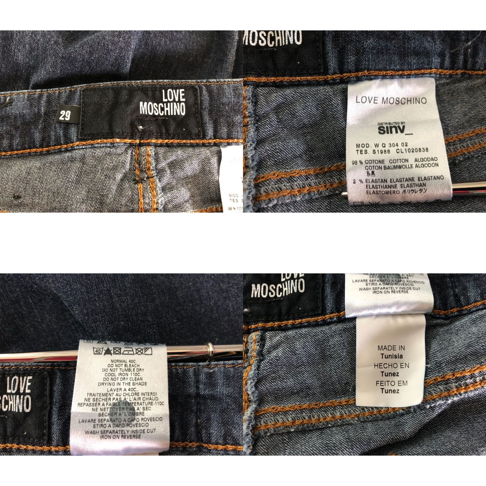 Moschino Love Moschino Jeans 29 Blue Denim Regular Tapered Cotton Elastane Size 29" - 9 Thumbnail