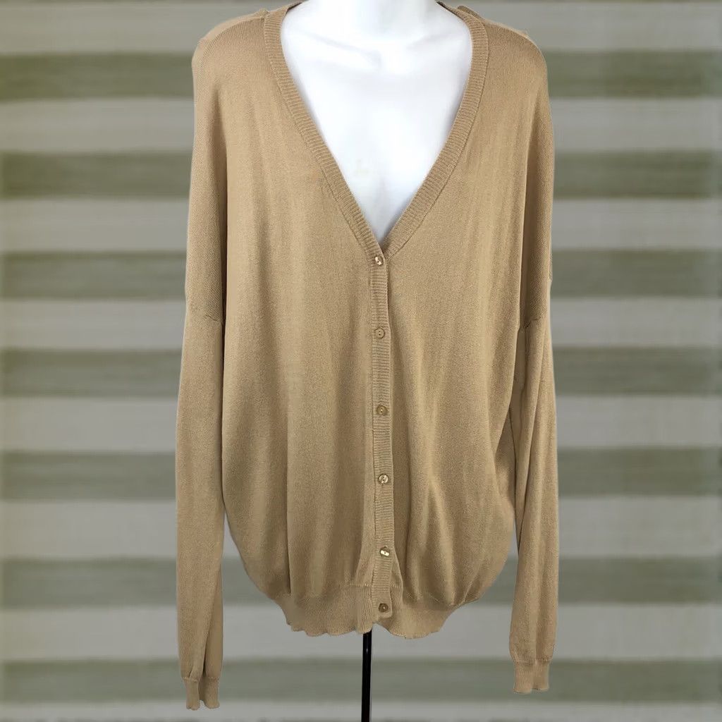 Vintage Metaphor Cardigan Sweater L Tan Button Up Long Sleeve Capsule Cottage Boho Size L / US 10 / IT 46 - 1 Thumbnail