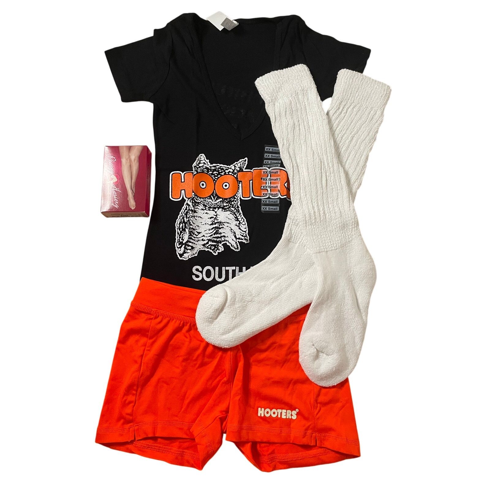 Other New Hooters Uniform V-Neck tee Shorts Socks hose Xxs/Xxxs Size XXS / US 00 / IT 34 - 3 Thumbnail