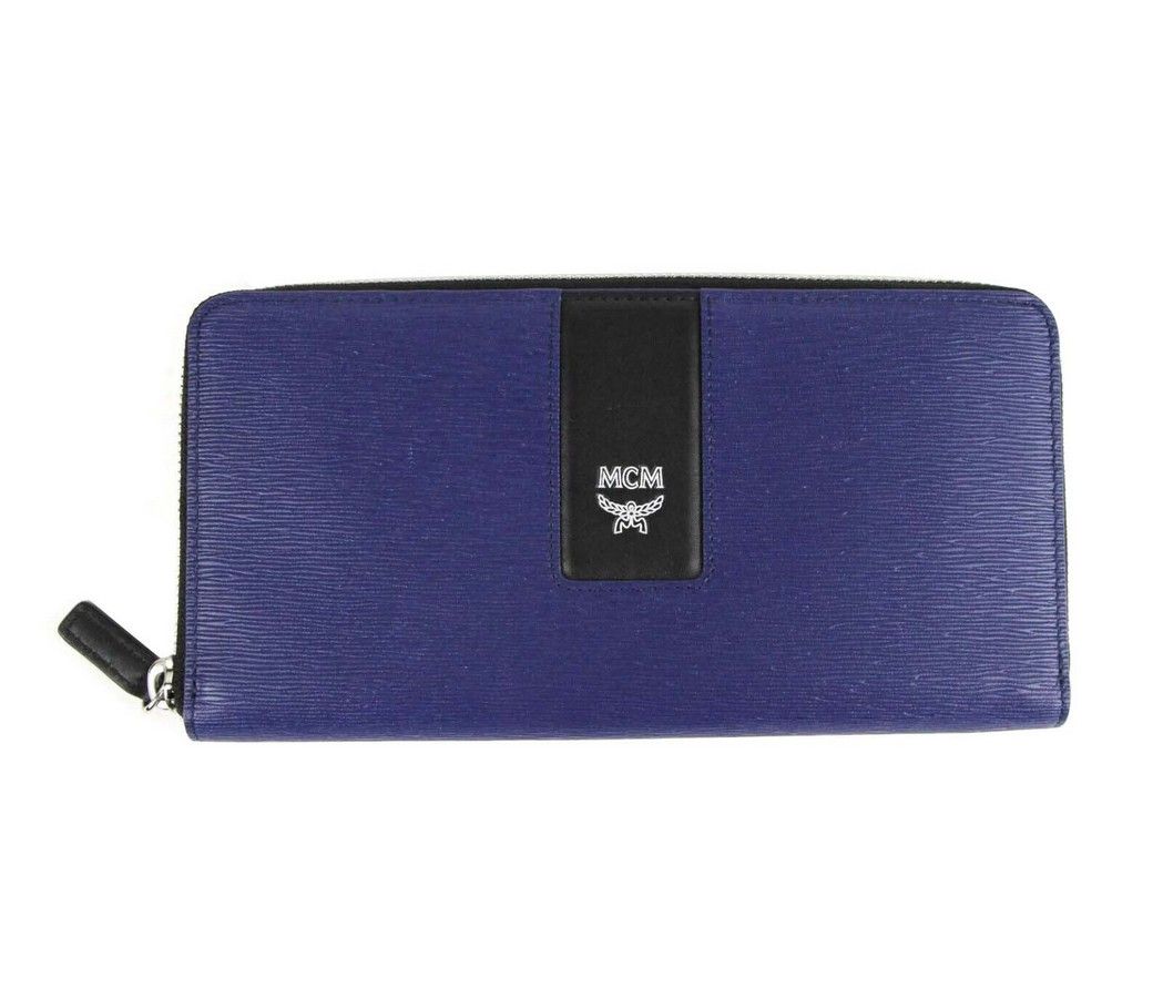 MCM Men's Navy Leather With Logo Large Zipped Wallet Size ONE SIZE - 1 Thumbnail