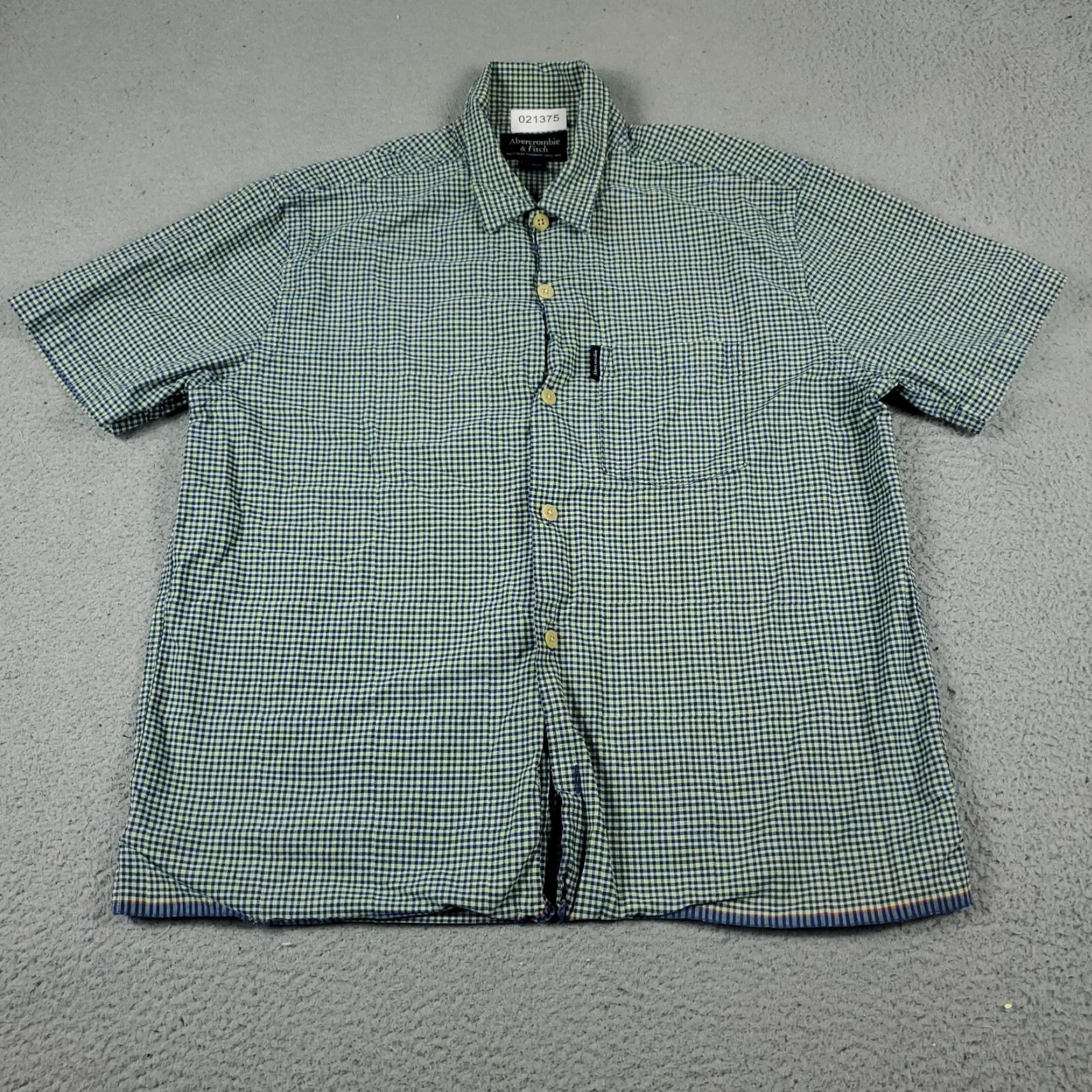 Abercrombie & Fitch Abercrombie & Fitch Check Button-Up Shirt Mens Large Blue Green Short Sleeve Classic Casual Size US L / EU 52-54 / 3 - 2 Thumbnail