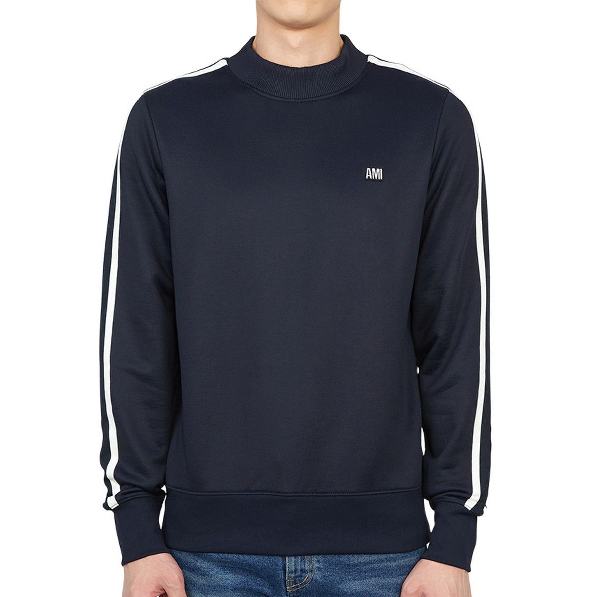AMI AMI Paris navy blue regular fit twin stripe sweatshirt XL Size US XL / EU 56 / 4 - 4 Thumbnail