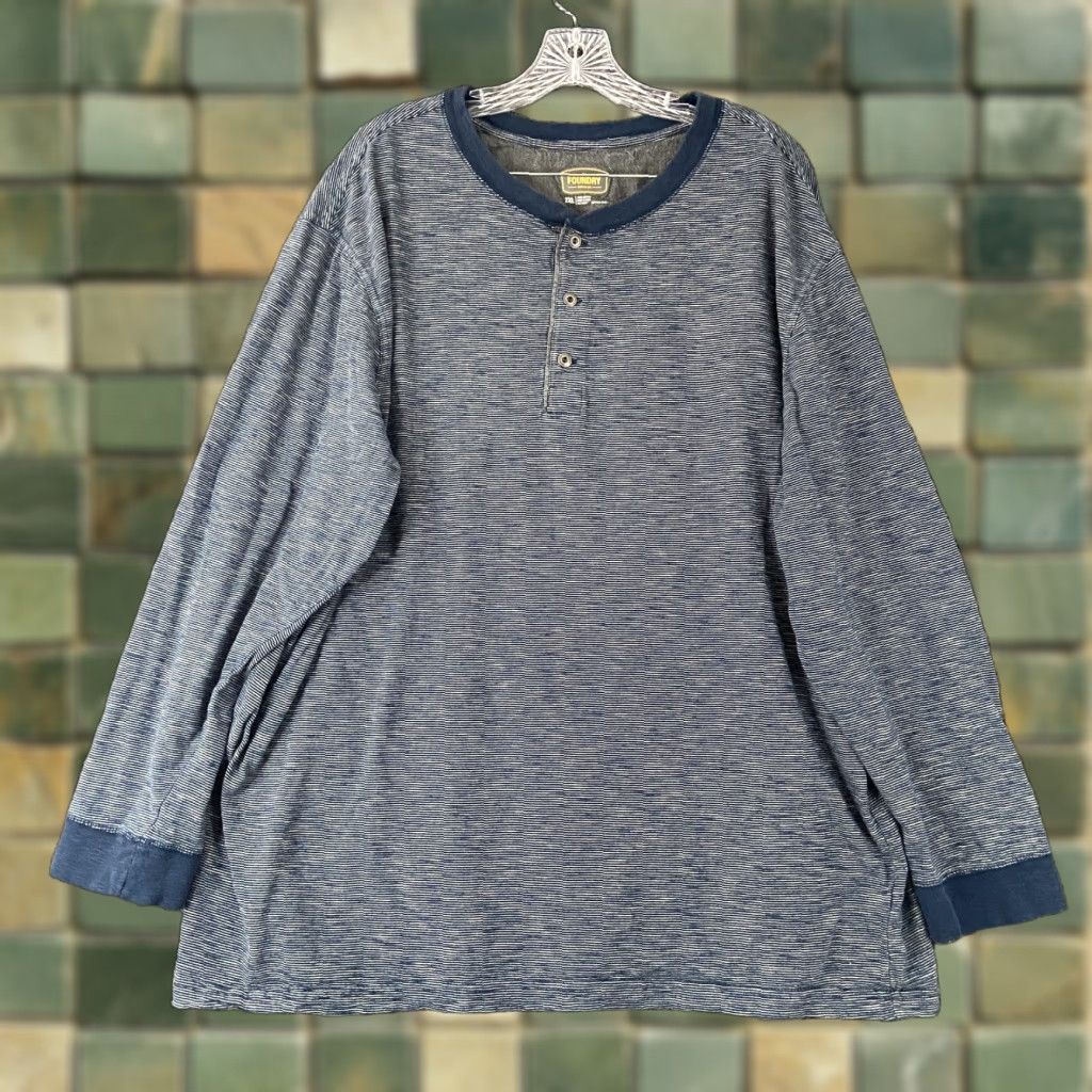 Vintage VINTAGE The Foundry Supply Co Shirt Men 2XL Long Sleeve Blue White Stripe Shirts Mens 2XL Size US XXL / EU 58 / 5 - 1 Thumbnail