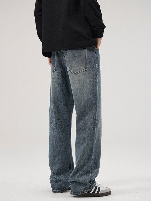 Japanese Brand Men's American Retro Loose Washed Straight Leg Jeans Size US 32 / EU 48 - 4 Thumbnail