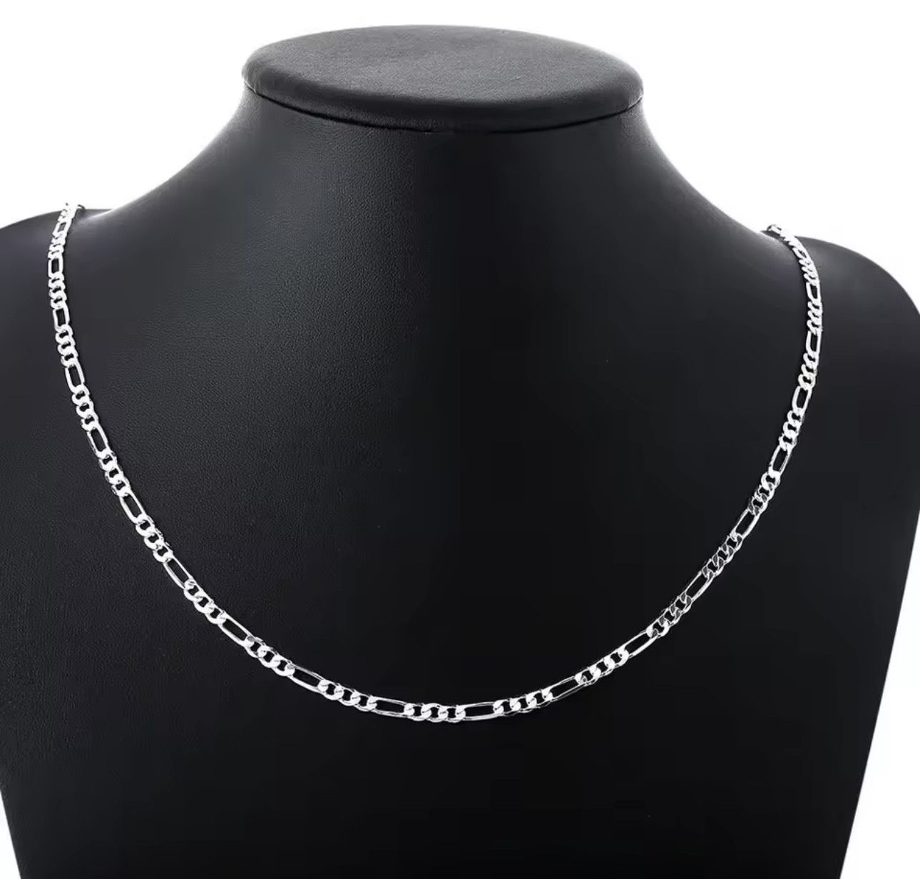 Jewelry × Sterling Silver 925 Silver 4mm Figaro Chain Necklace Size ONE SIZE - 4 Thumbnail