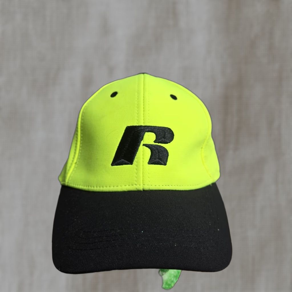 Vintage Russell Hat Baseball Cap Flexfit L/X Unisex Adults Hi-Vis Yellow Neon Reflective Safety Workwear Size ONE SIZE - 1 Thumbnail